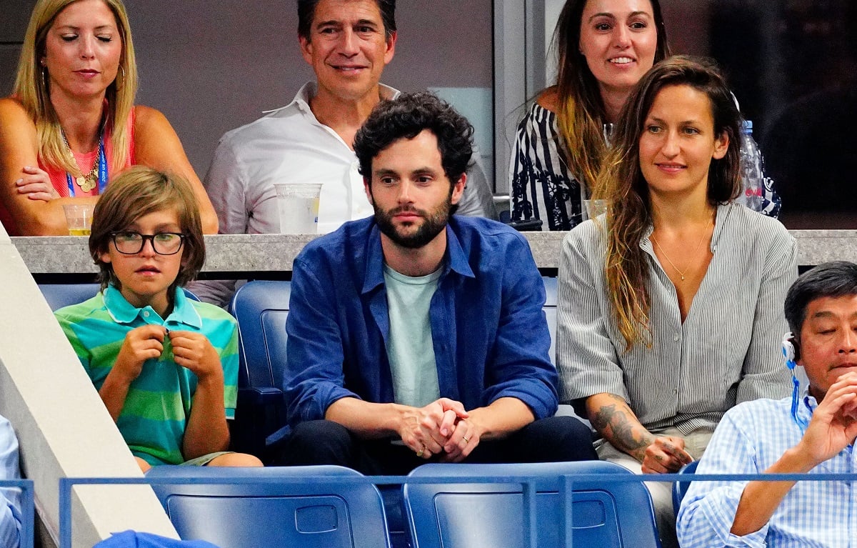 (L-R) Cassius Kirke, Penn Badgley, and Domino Kirke on September 03, 2019, in New York City.