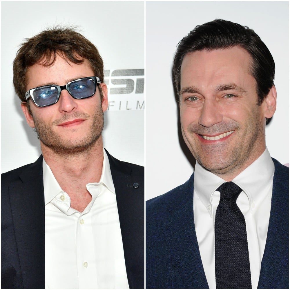 (L to R): Michael Aloni who portrays Akiva Shtisel on Netflix's 'Shtisel' poses for a photo wearing sunglasses at the screening of the 2018 film 'Virgins' at the Tribeca Film Festival in New York City; Jon Hamm who played Don Draper in AMC's 'Mad Men' at the 2014 Season 7 premiere of the show in Hollywood, California