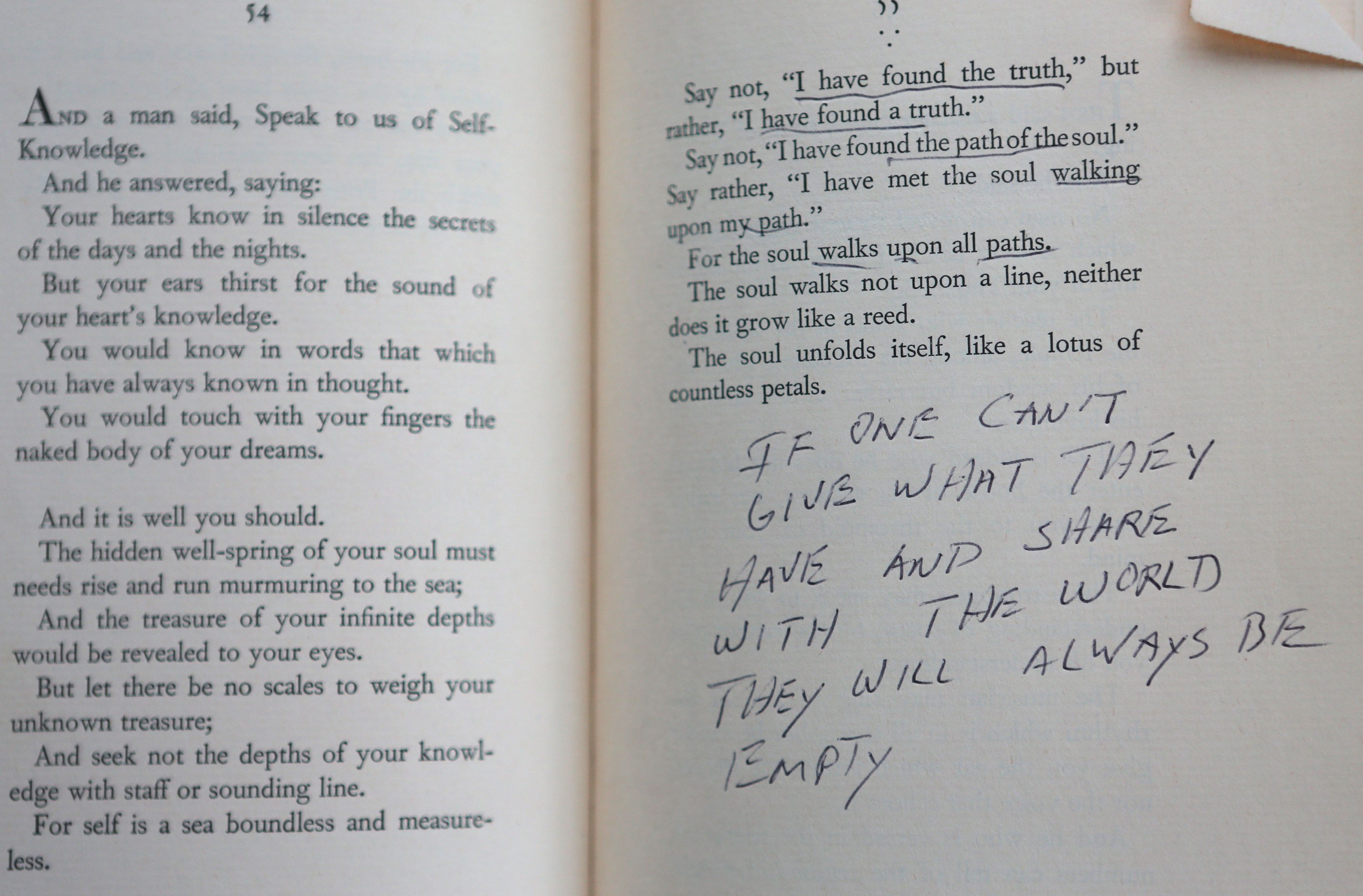 Elvis Presley's copy of The Prophet with his notes