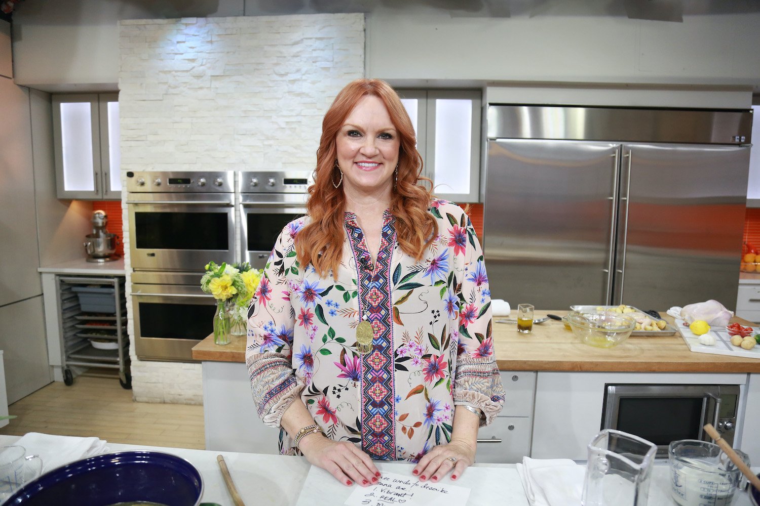 'The Pioneer Woman' Ree Drummond poses in a bright colored shirt during a cooking segment on the Today show in 2019.