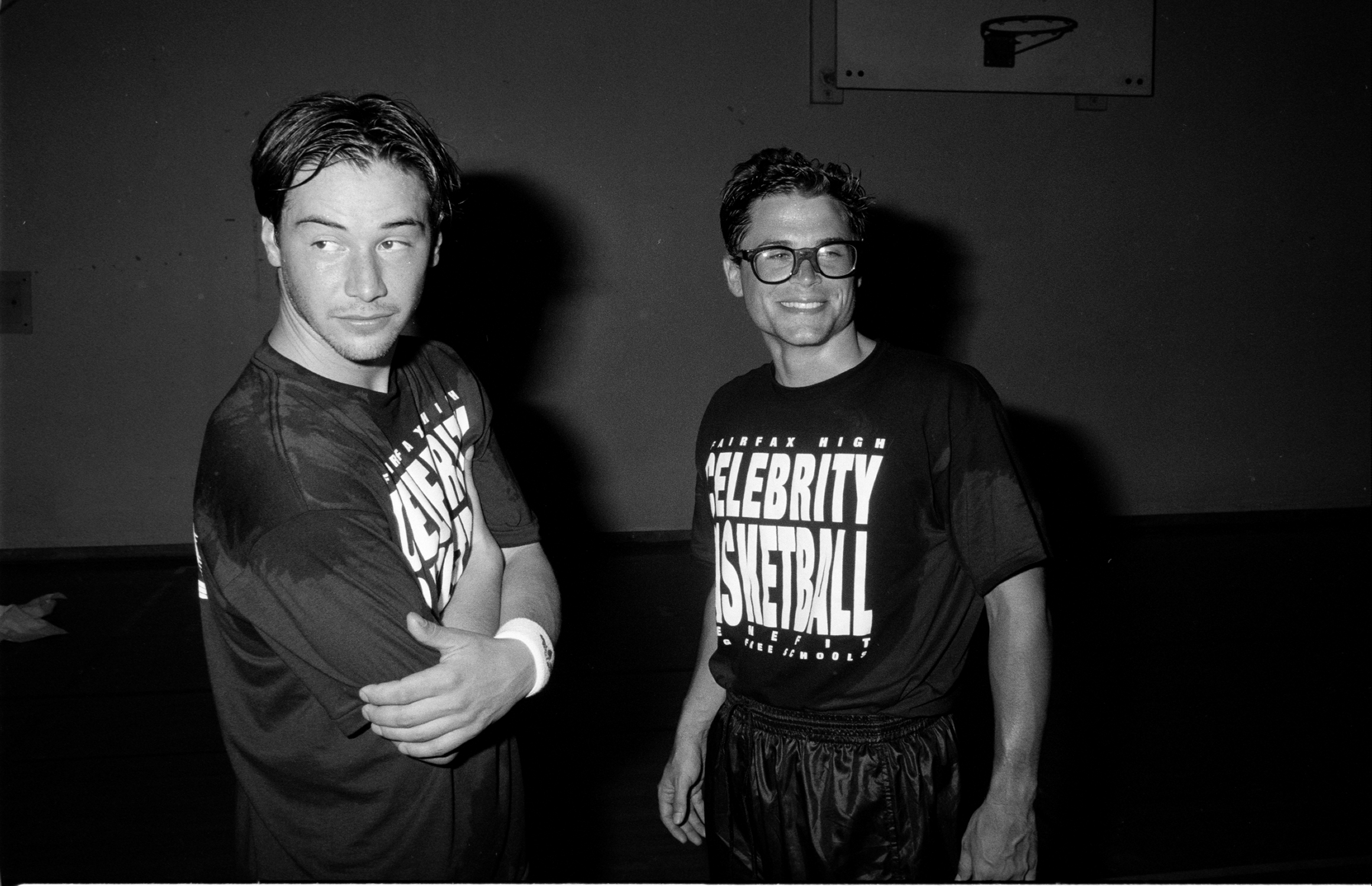 Rob Lowe and Keanu Reeves play in a celebrity basketball game