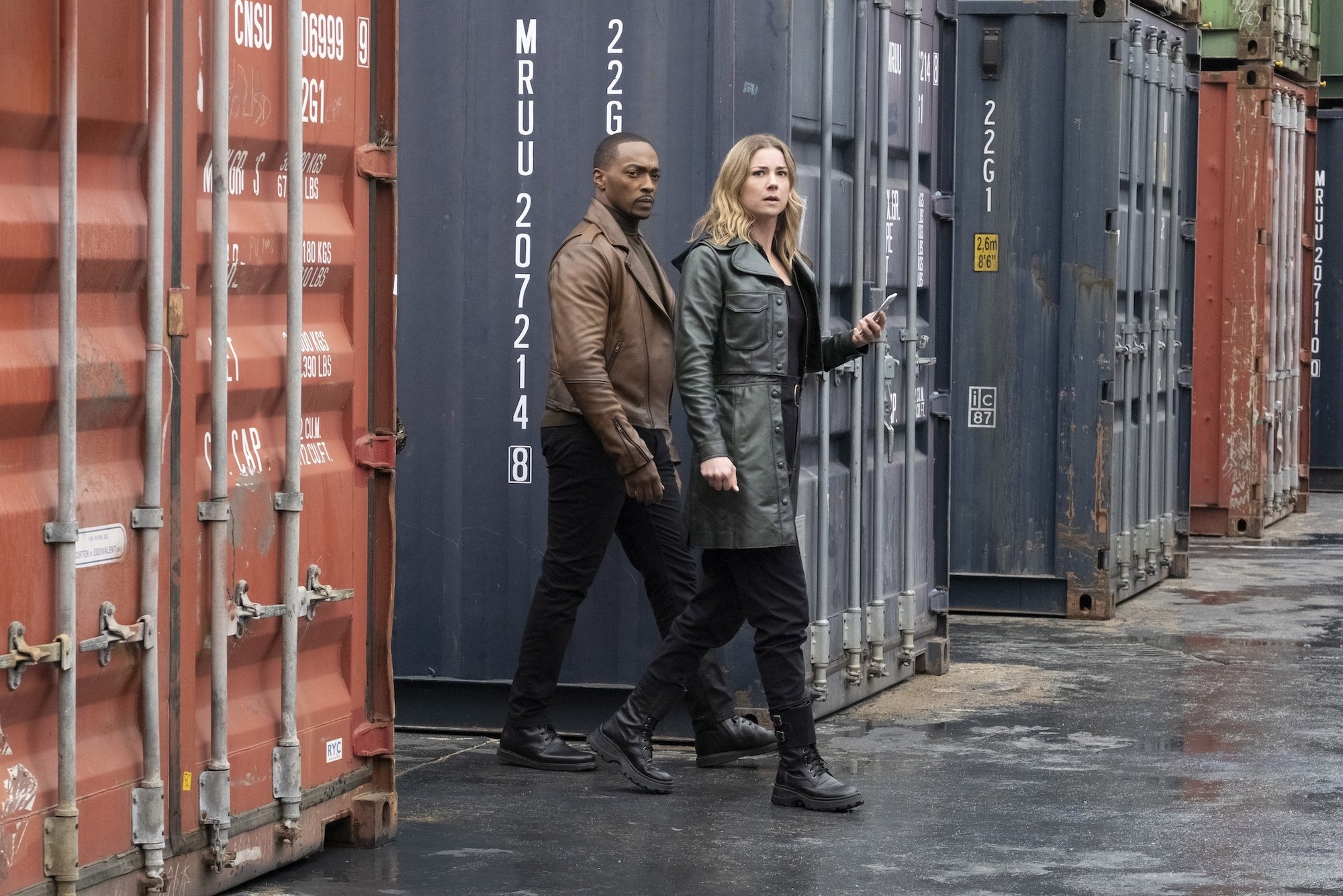 Anthony Mackie as Sam Wilson and Emily VanCamp as Sharon Carter in 'The Falcon and the Winter Soldier'