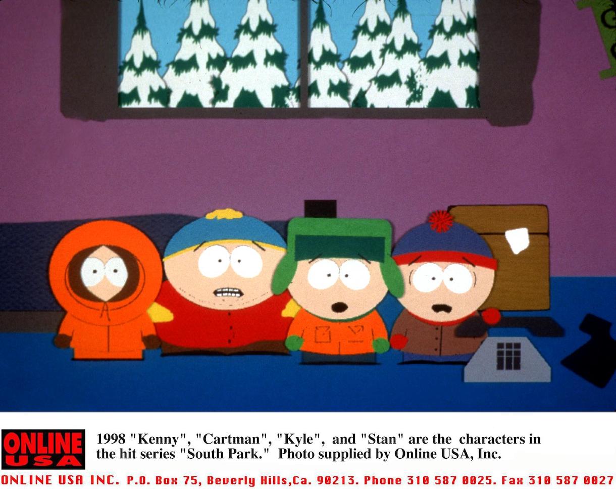 1998 "Kenny", "Cartman", "Kyle", and "Stan" are the characters in the hit series "South Park."