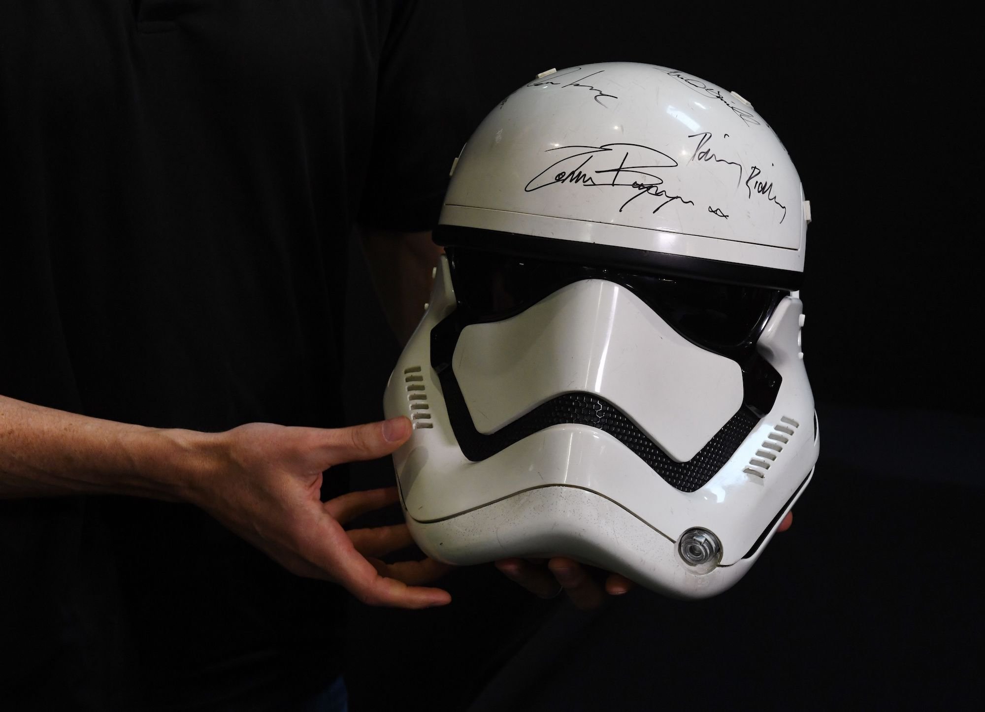 A Star Wars stormtrooper helmet