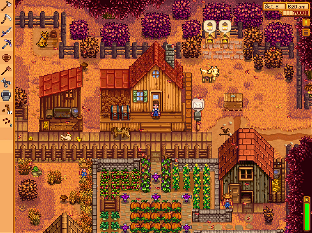 A farmer prepares for a busy day in ConcernedApe's Stardew Valley