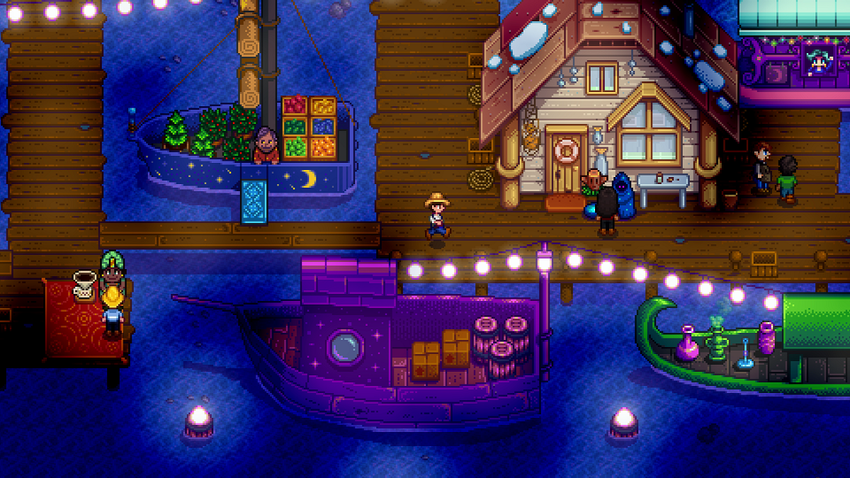 A player explores the new Night Market in 'Stardew Valley' 