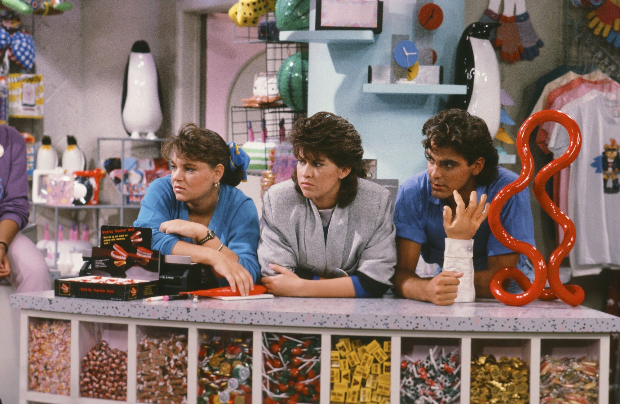 Mindy Cohn as Natalie Green, Nancy McKeon as Joanne 'Jo' Polniaczek, George Clooney as George Burnett