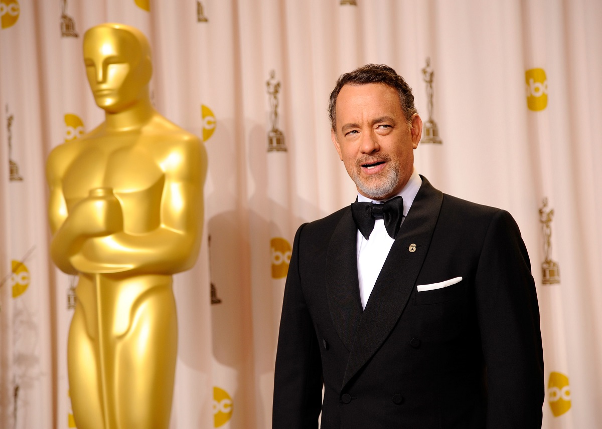Tom Hanks poses in the press room at the 84th Annual Academy Awards on February 26, 2012, in Hollywood, California.