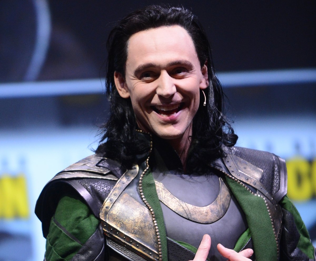 Tom Hiddleston onstage as Loki at Comic-Con in 2013 for Marvel Studios