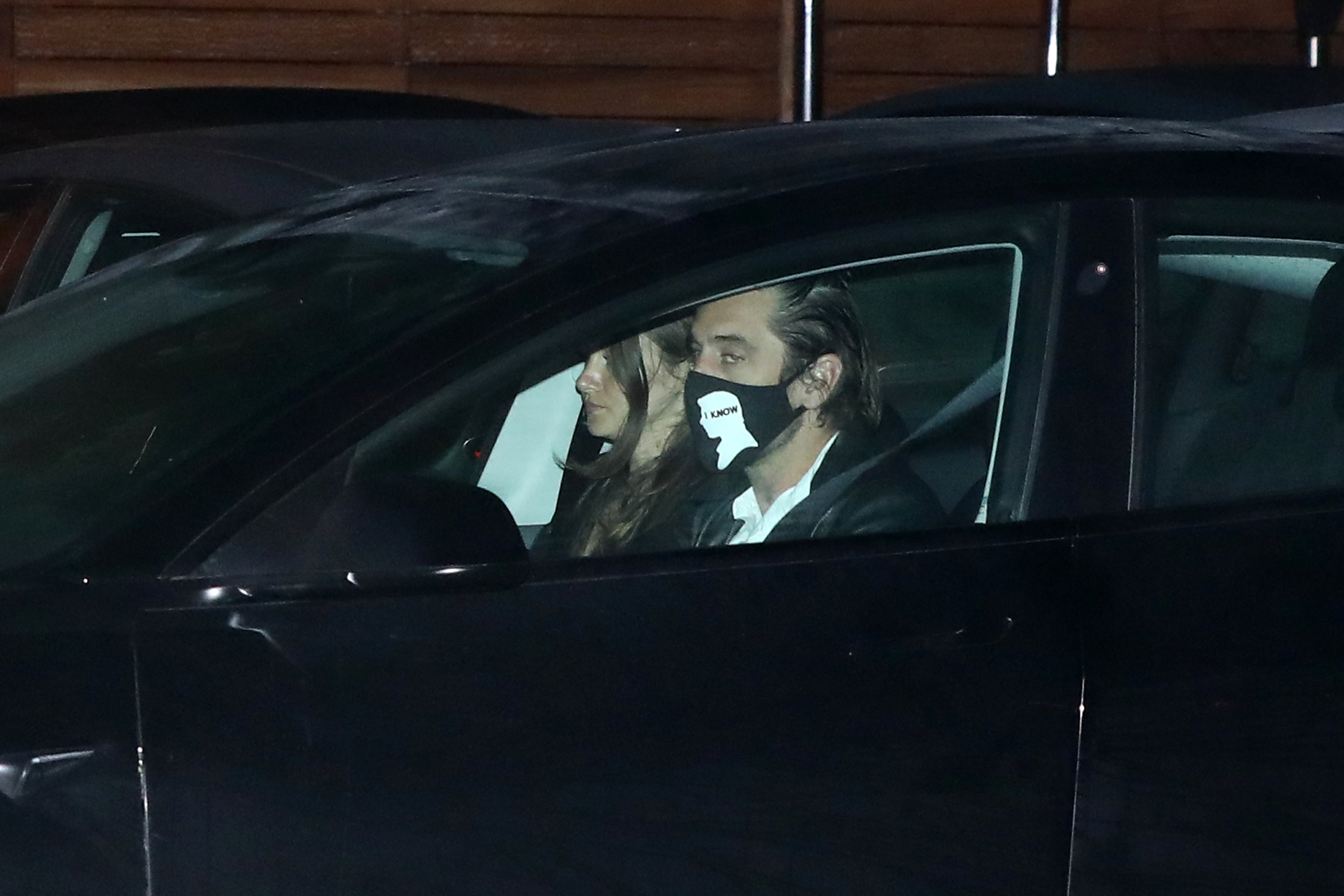 Aaron Rodgers and Shailene Woodley are seen leaving Nobu on May 7, 2021 in Malibu