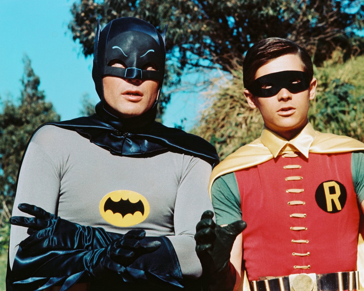 Adam West as Bruce Wayne/Batman and Burt Ward as Dick Grayson/Robin in the TV series 'Batman', circa 1966.
