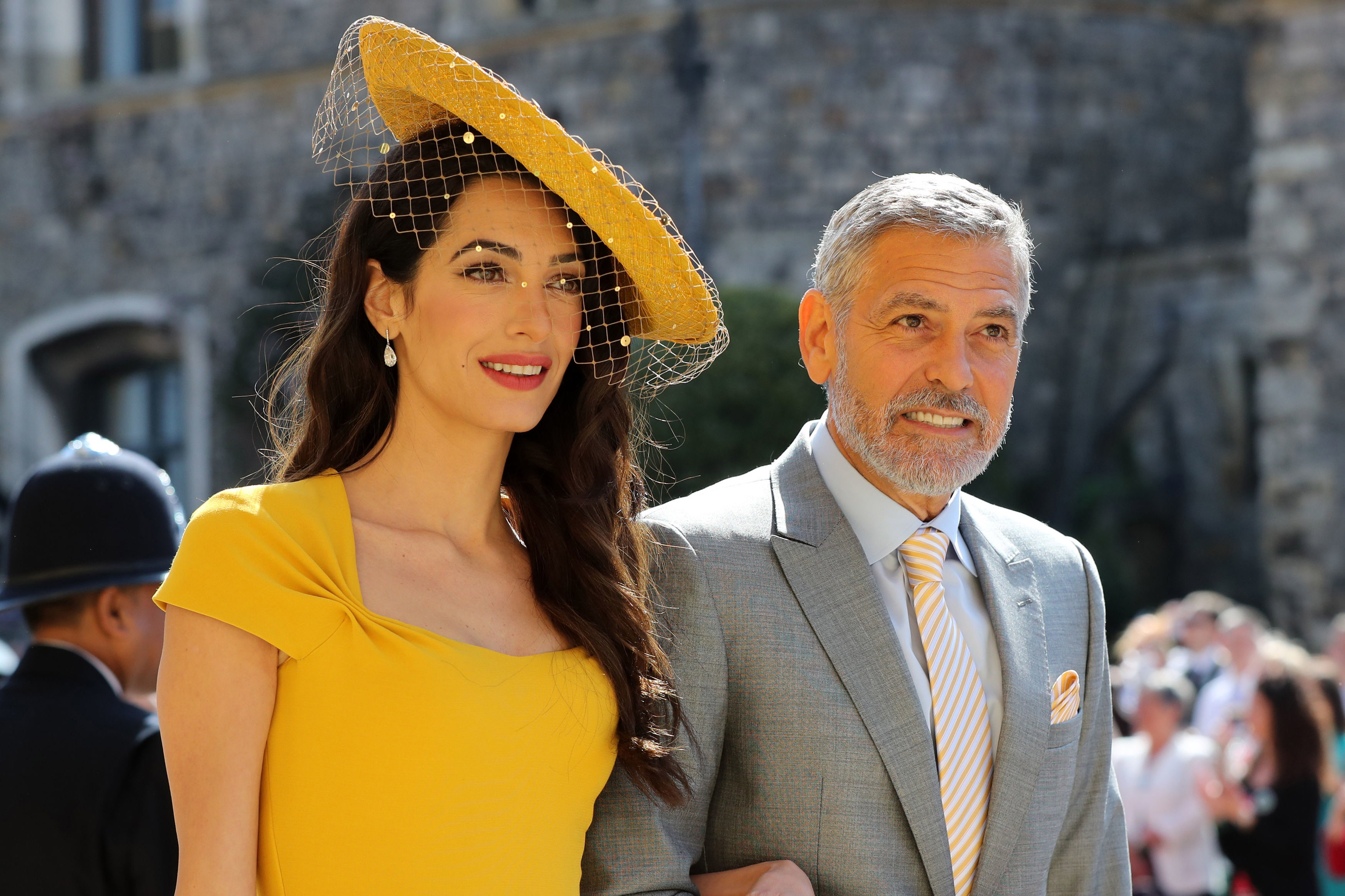 Amal and George Clooney arriving at St George's Chapel for the wedding of Prince Harry to Meghan Markle