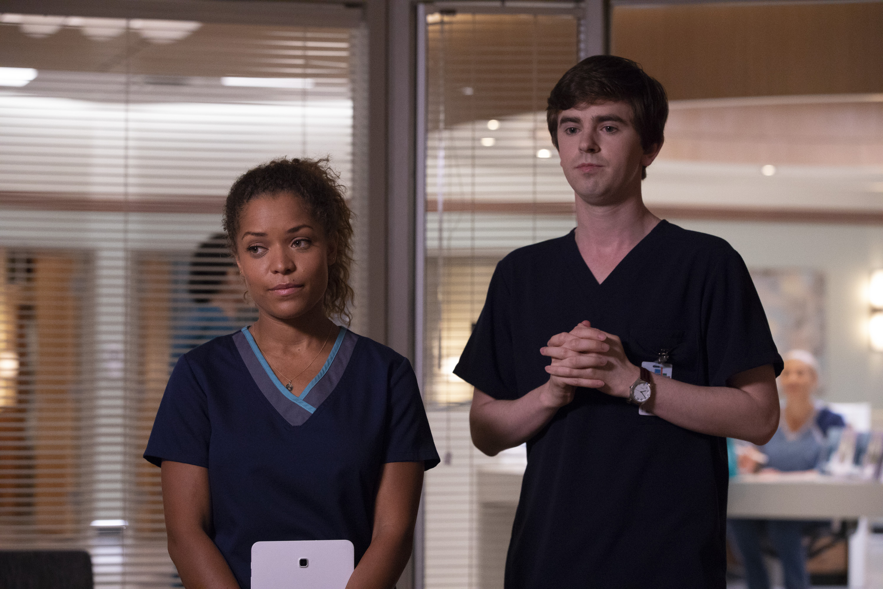 Antonia Thomas and Freddie Highmore on 'The Good Doctor.'