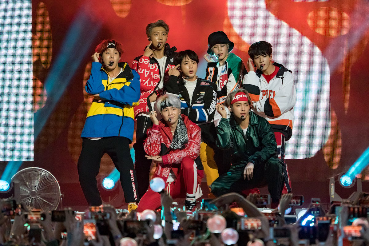 Korean K-pop band 'BTS' performing