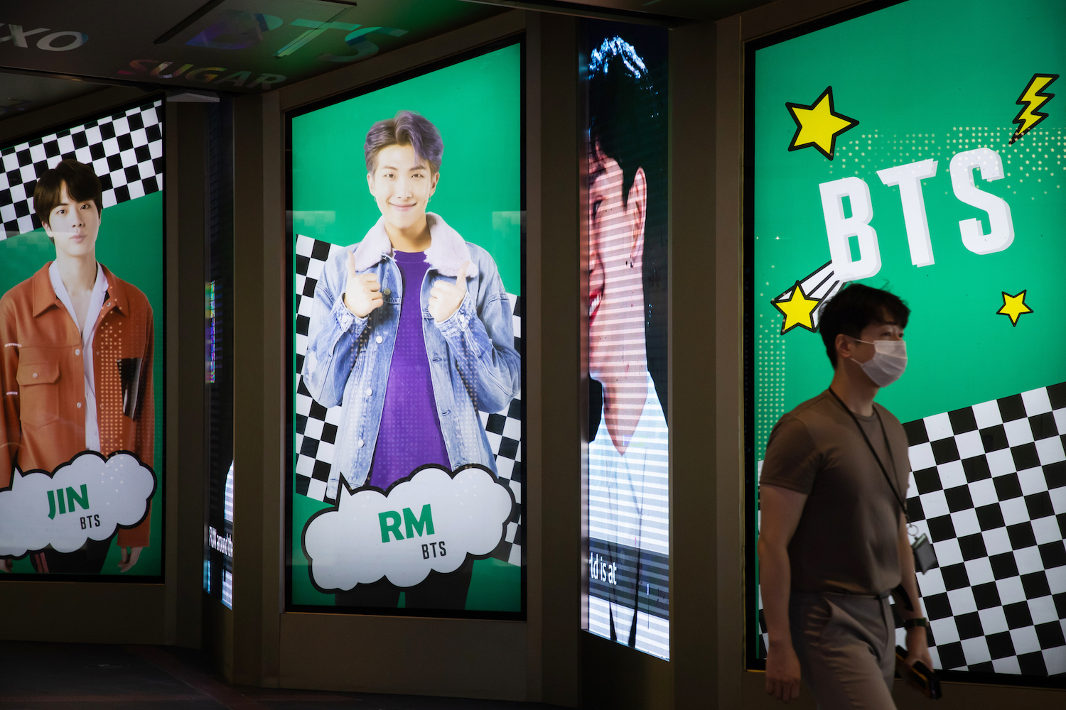 An advertisement for K-pop boy band BTS displayed in Seoul, South Korea