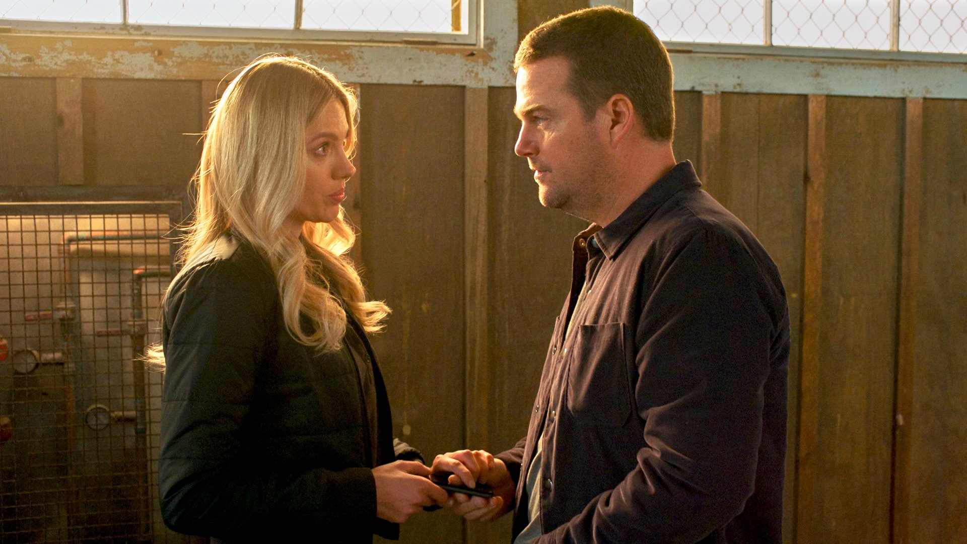 Bar Paly as Anna Kolcheck) and Chris O'Donnell as Special Agent G. Callen on 'NCIS: Los Angeles'