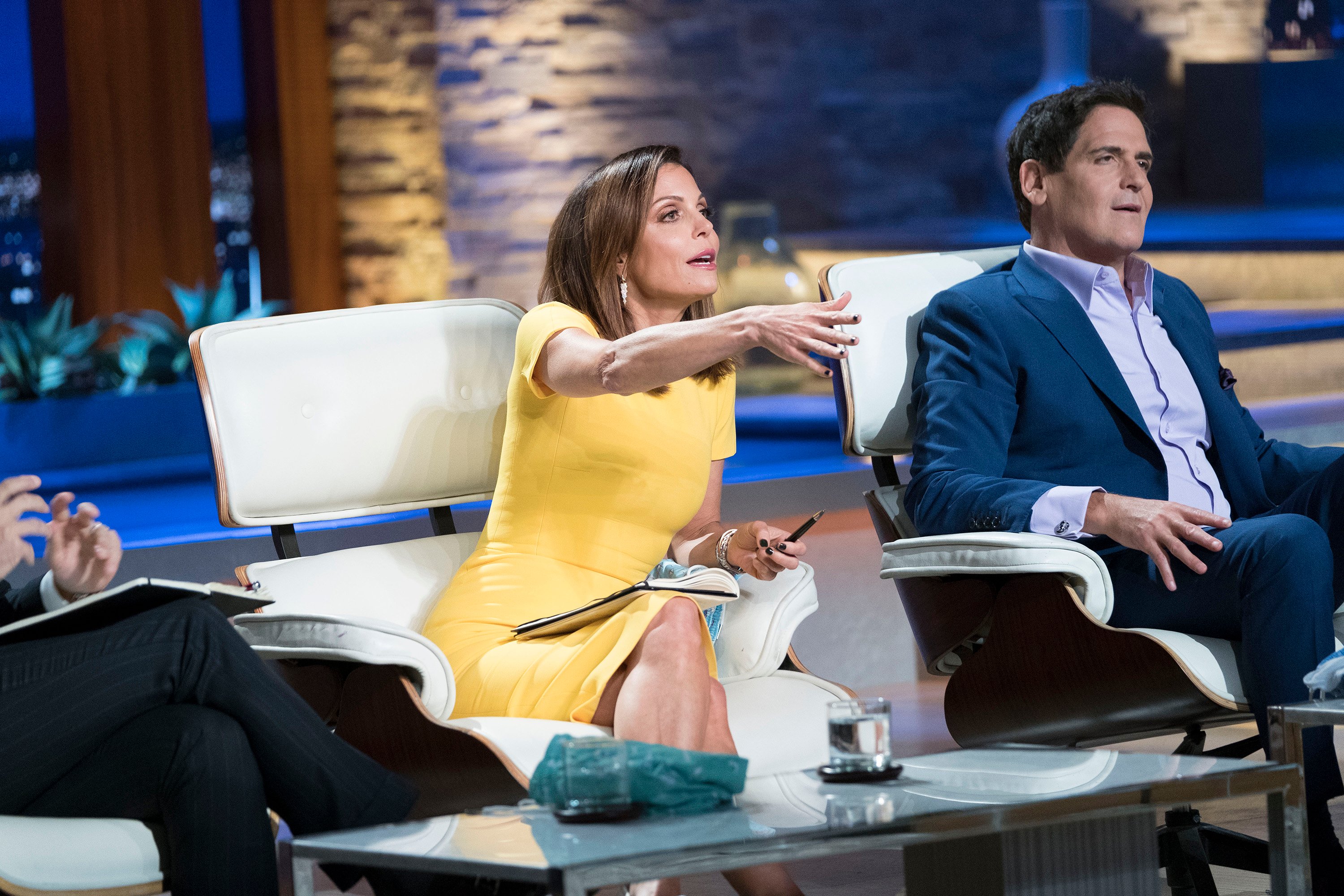Bethenny Frankel and Mark Cuban on the panel of 'Shark Tank'