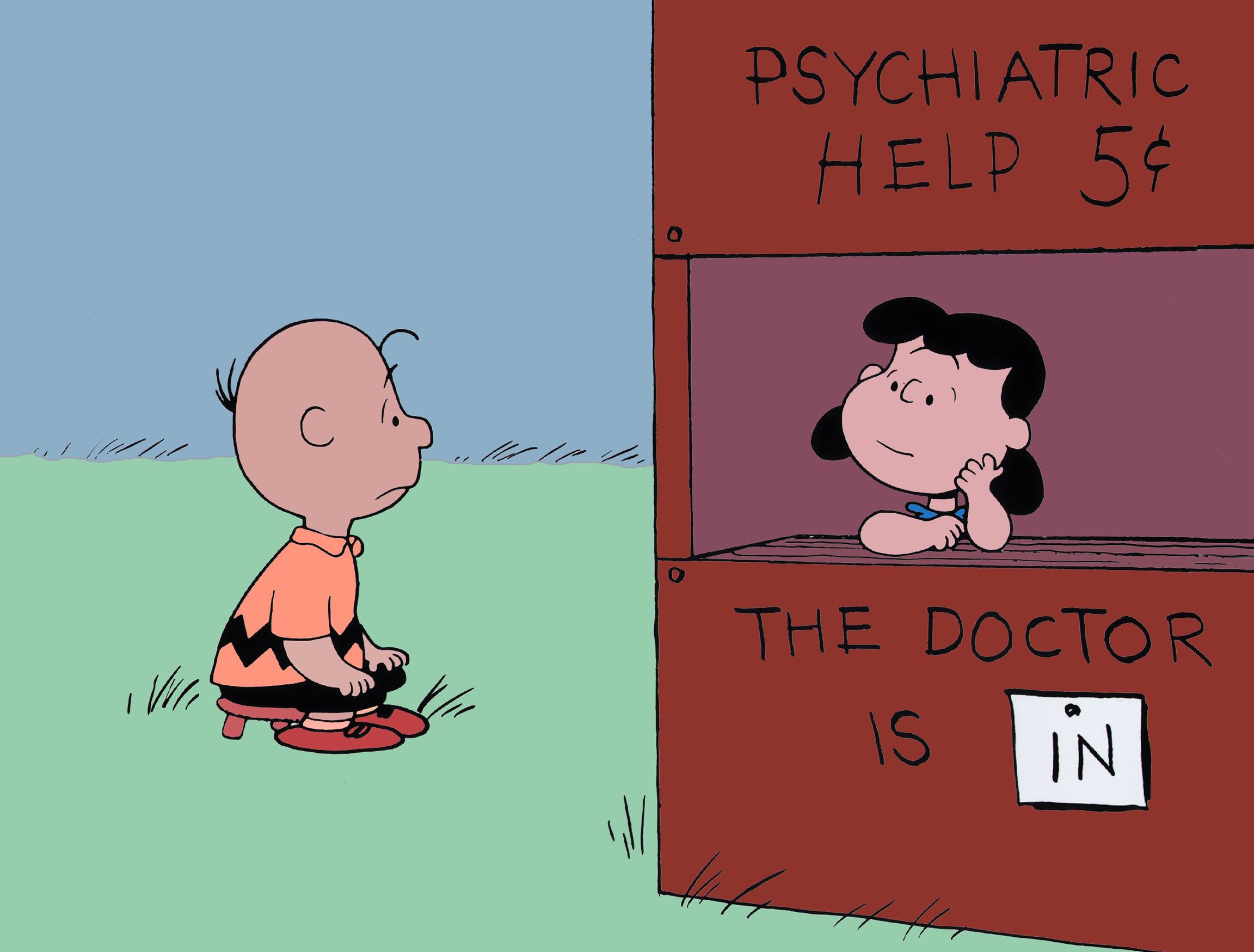 Charlie Brown at Lucy's psychiatrist office