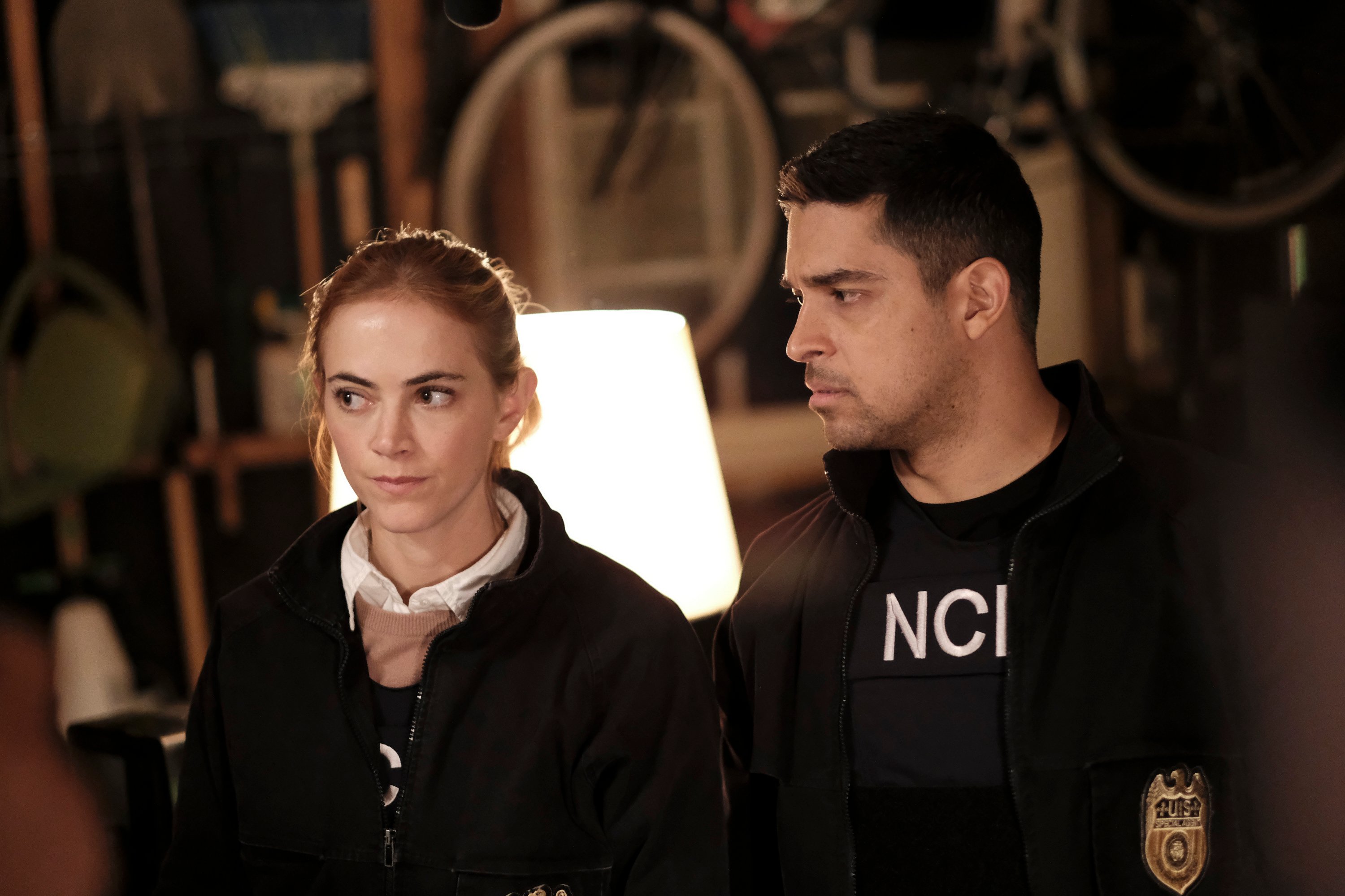 Emily Wickersham as Eleanor "Ellie" Bishop and Wilmer Valderrama as Nick Torres 