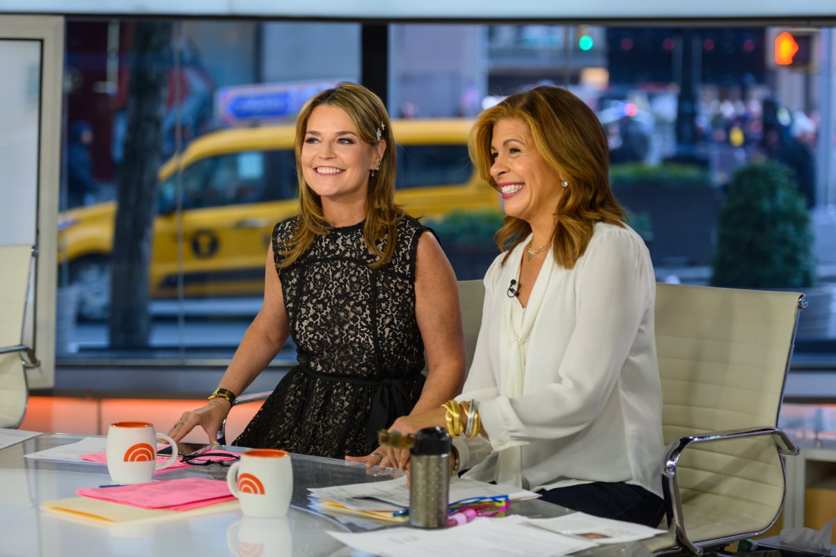 'Today' co-anchors Savannah Guthrie and Hoda Kotb smile for the camera on the morning show's set