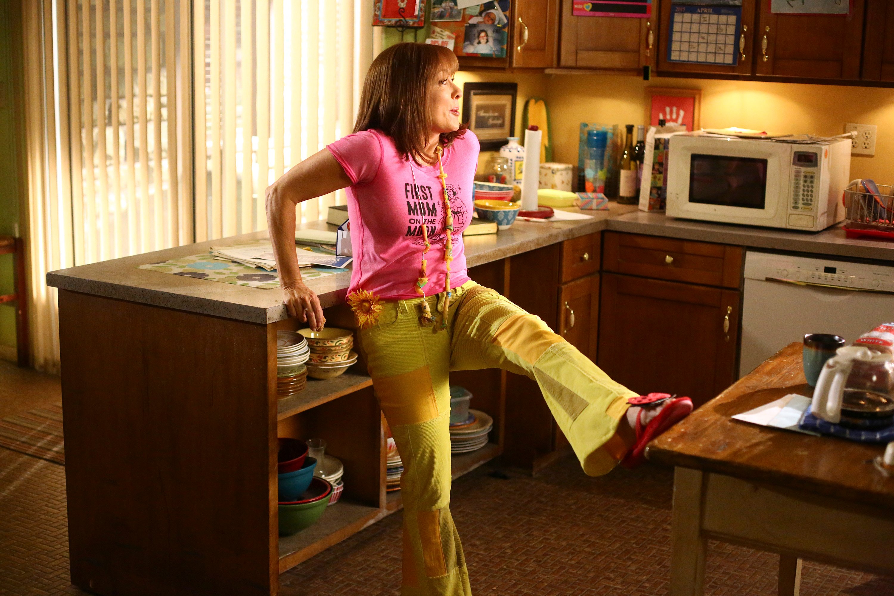 Actor Patricia Heaton shows off her foot in a scene from the ABC comedy 'The Middle'