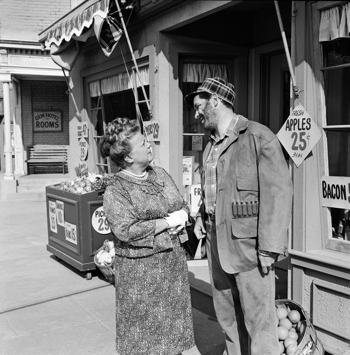 George Lindsey, right, with Frances Bavier on the set of 'The Andy Griffith Show'