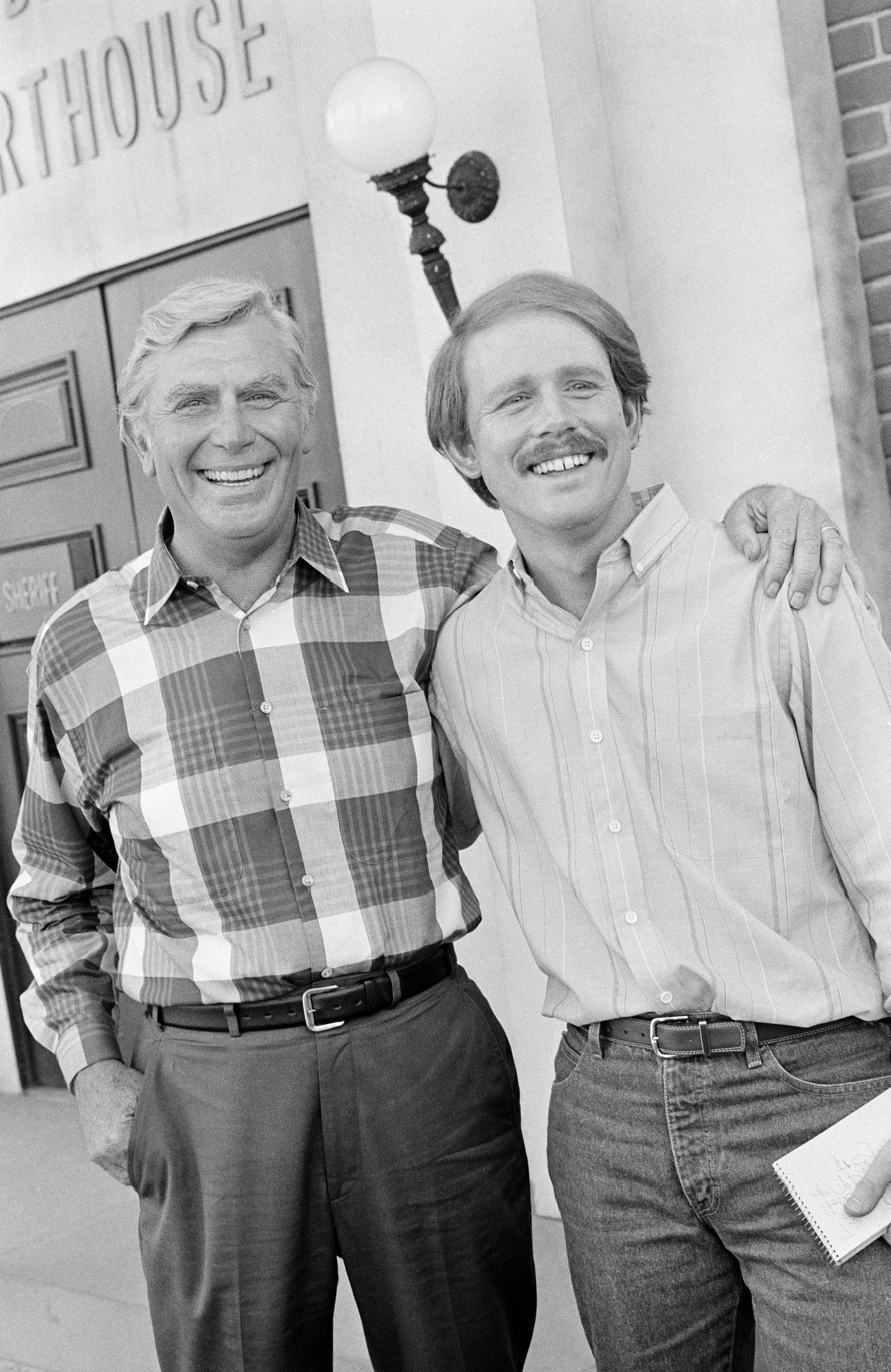 Andy Griffith and Ron Howard in a scene from the 1986 television film, 'Return to Mayberry'