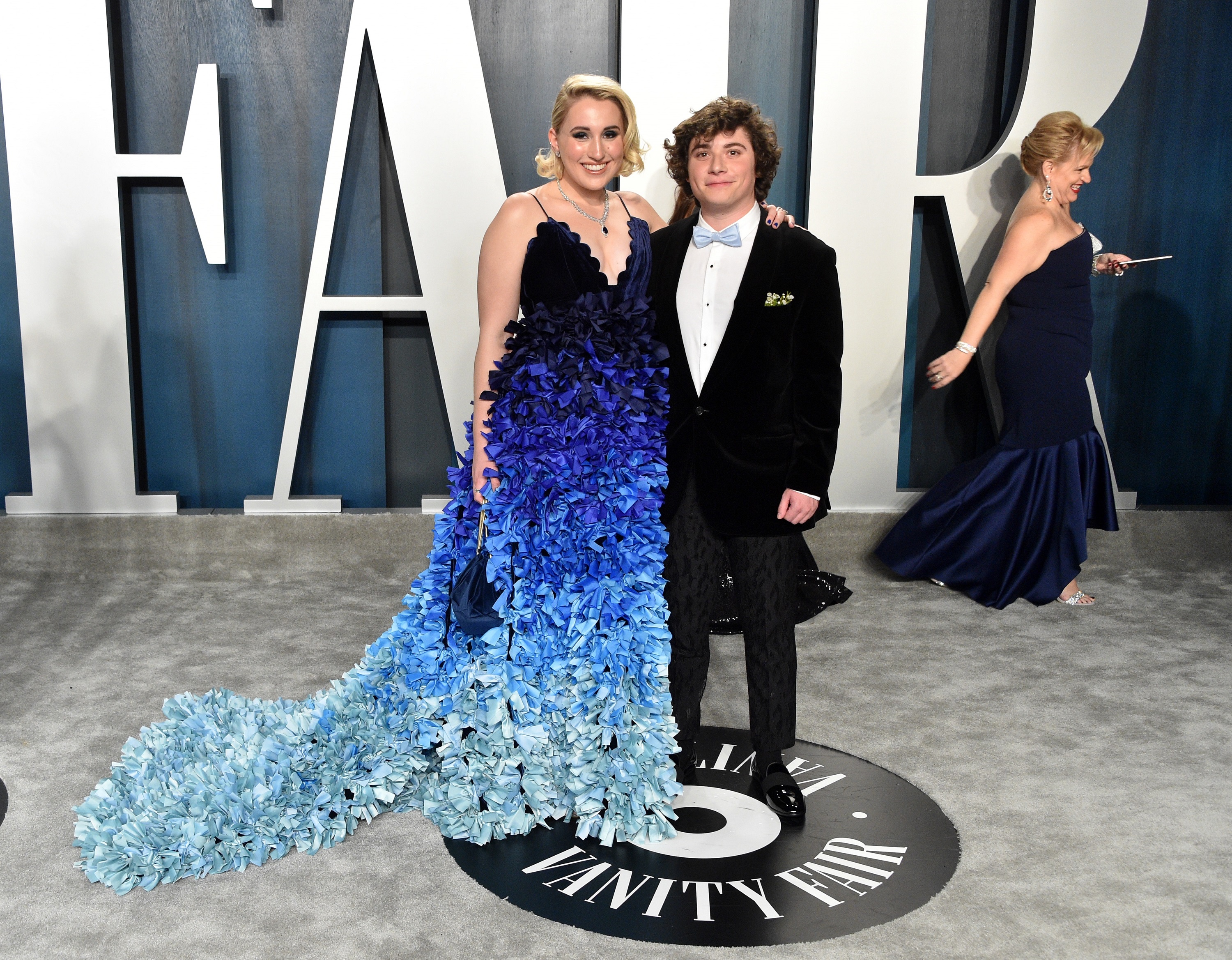 Cruel Summer cast posing at the 2020 Vanity Fair Oscar Party Harley Quinn Smith and Austin Zajur