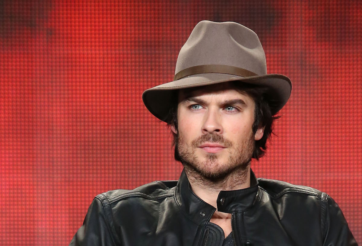 Ian Somerhalder wearing a hat and leather jacket