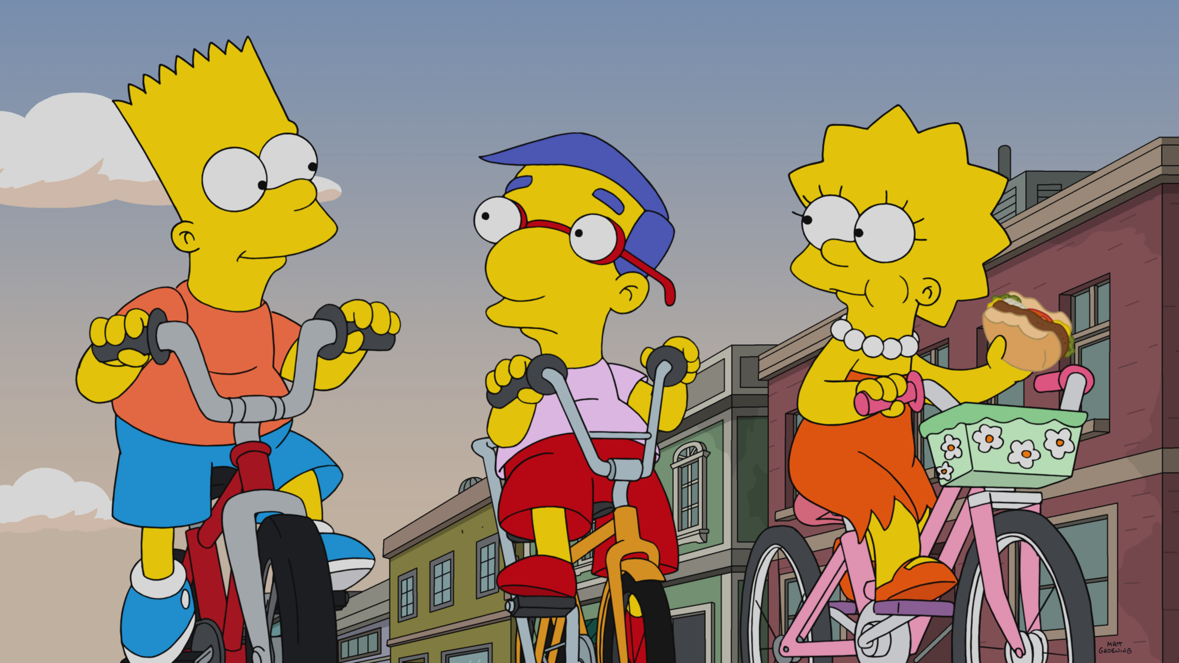 Itchy & Scratchy fans Bart, Milhouse and Lisa