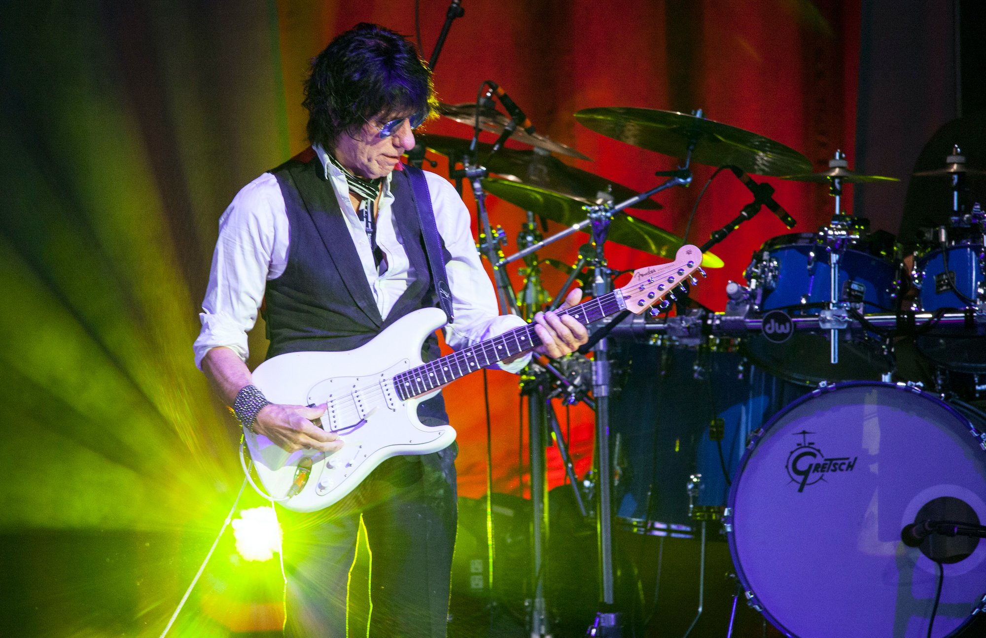 Jeff Beck on stage performing