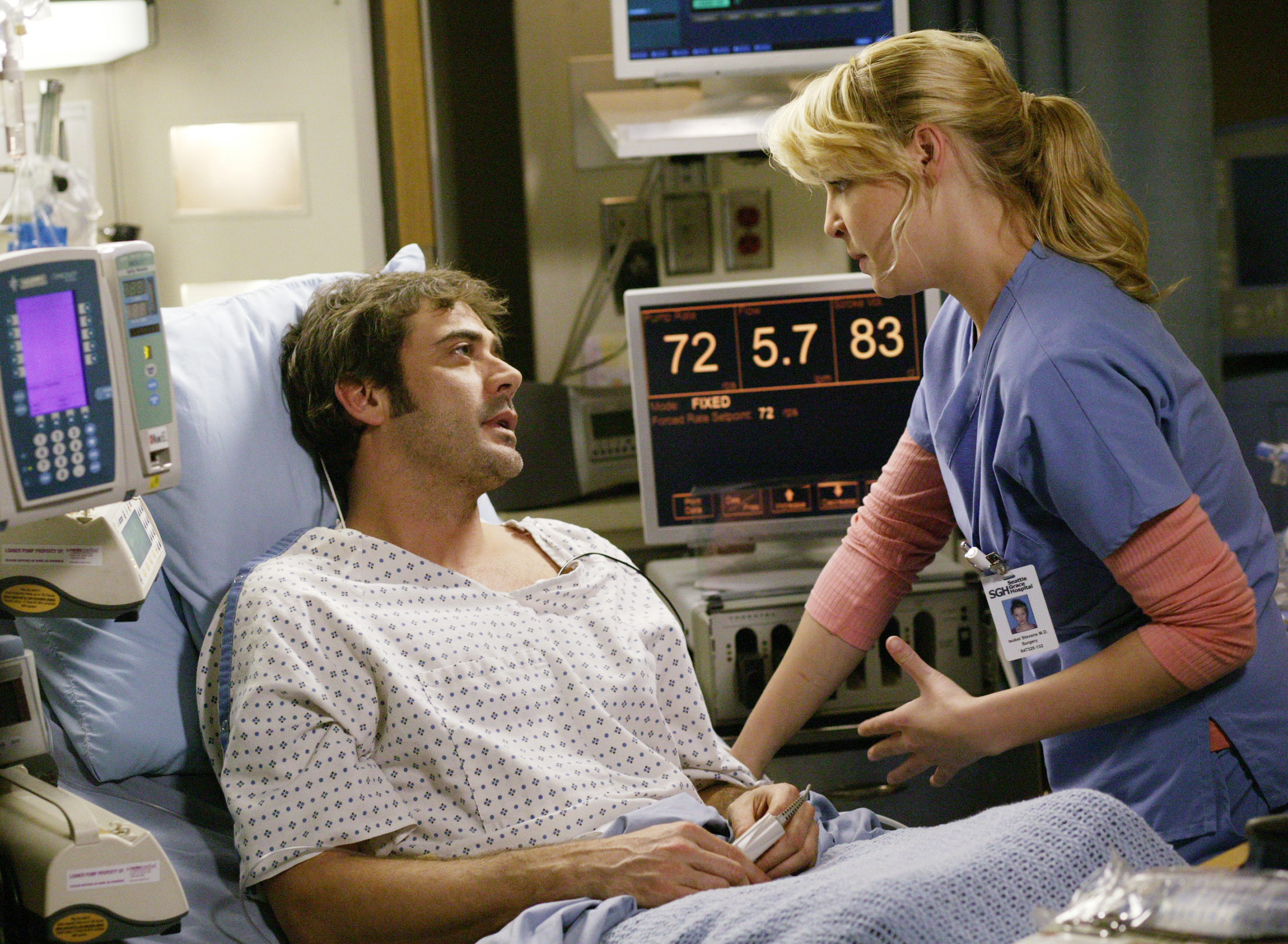 Jeffrey Dean Morgan and Katherine Heigl in a scene of 'Grey's Anatomy'