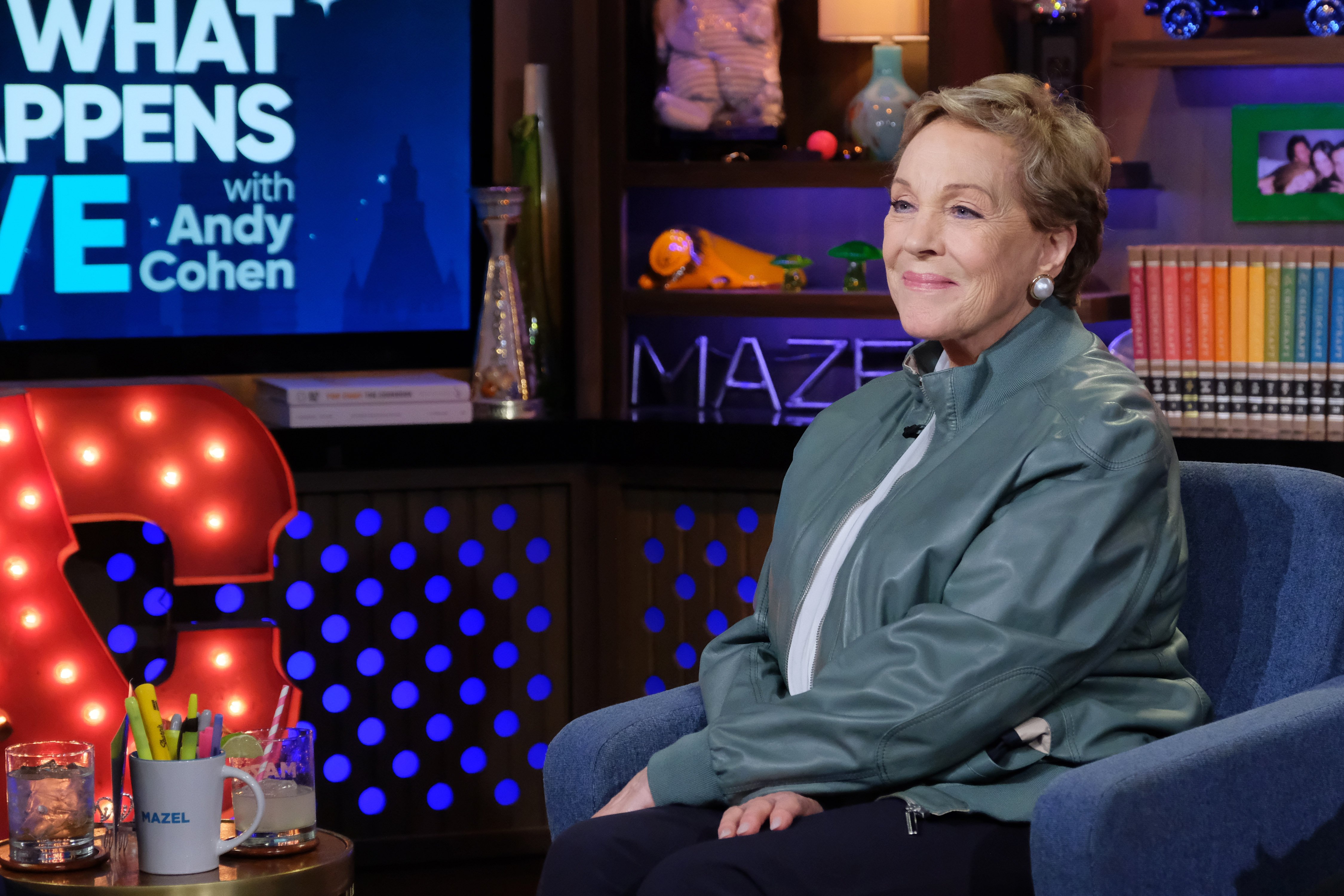 Julie Andrews sits in a chair on Watch What Happens Live