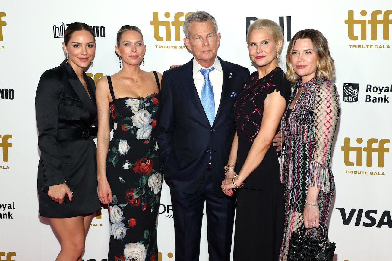Katharine McPhee and David Foster with three of Foster's daughters