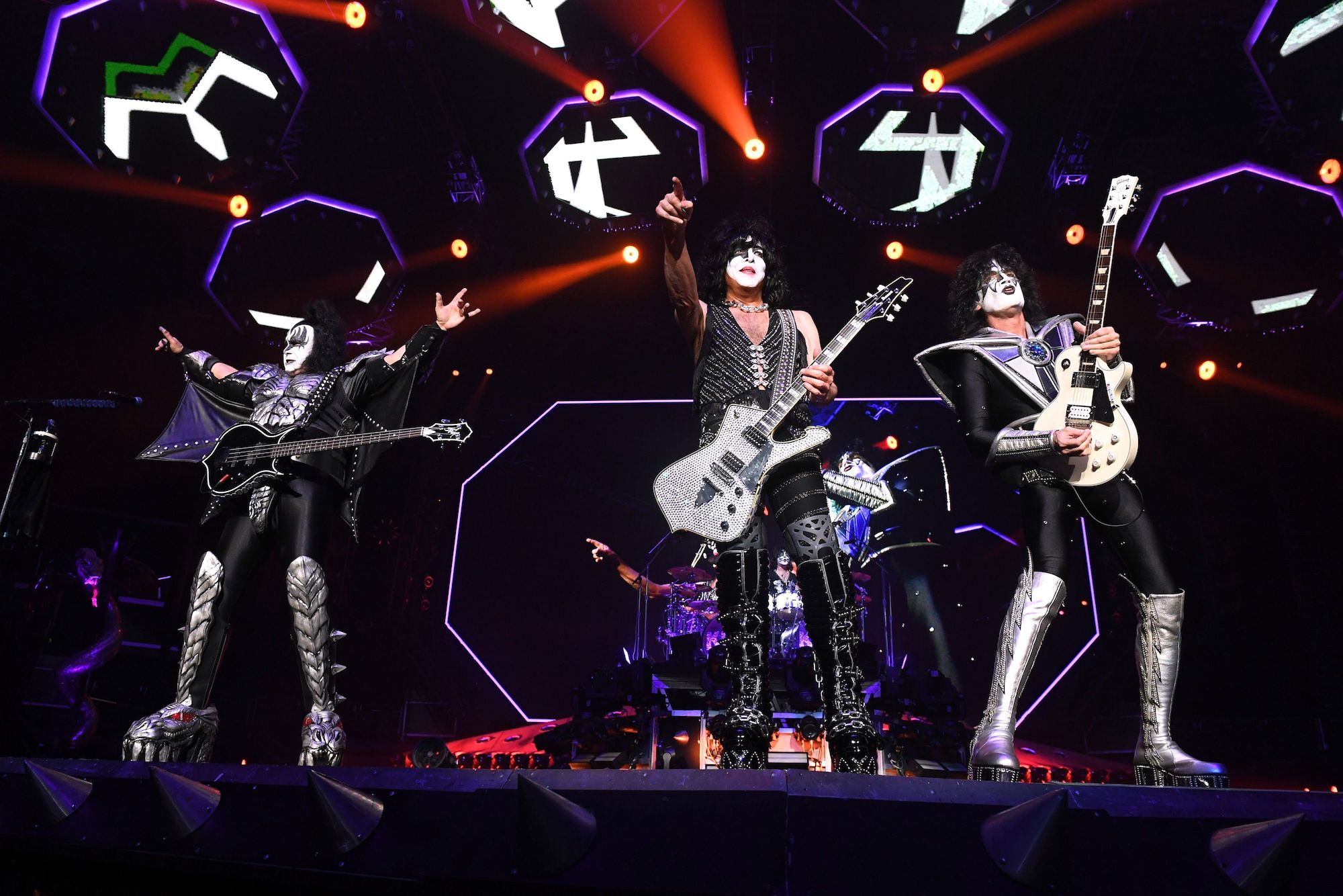 Kiss performing on stage