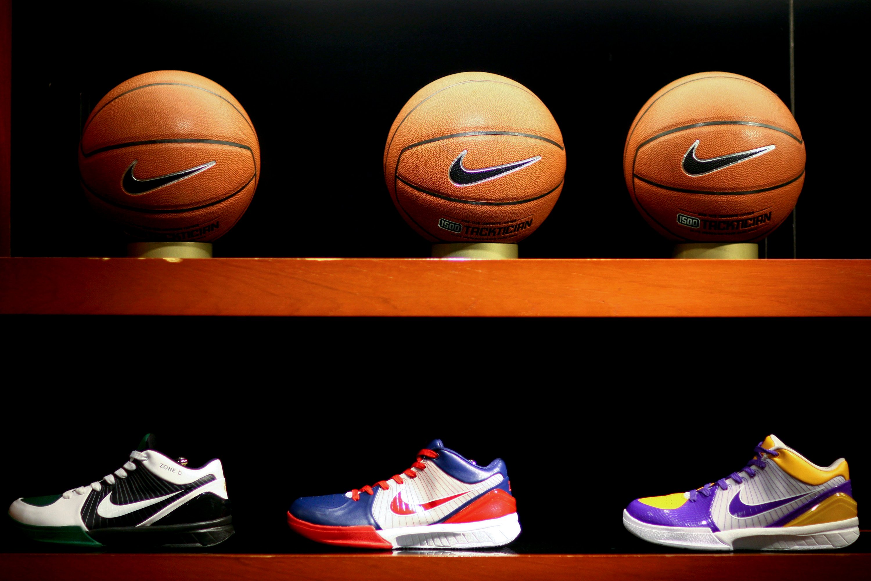 Kobe Bryant's Nike shoe line is displayed at Niketown in New York on June 24, 2009