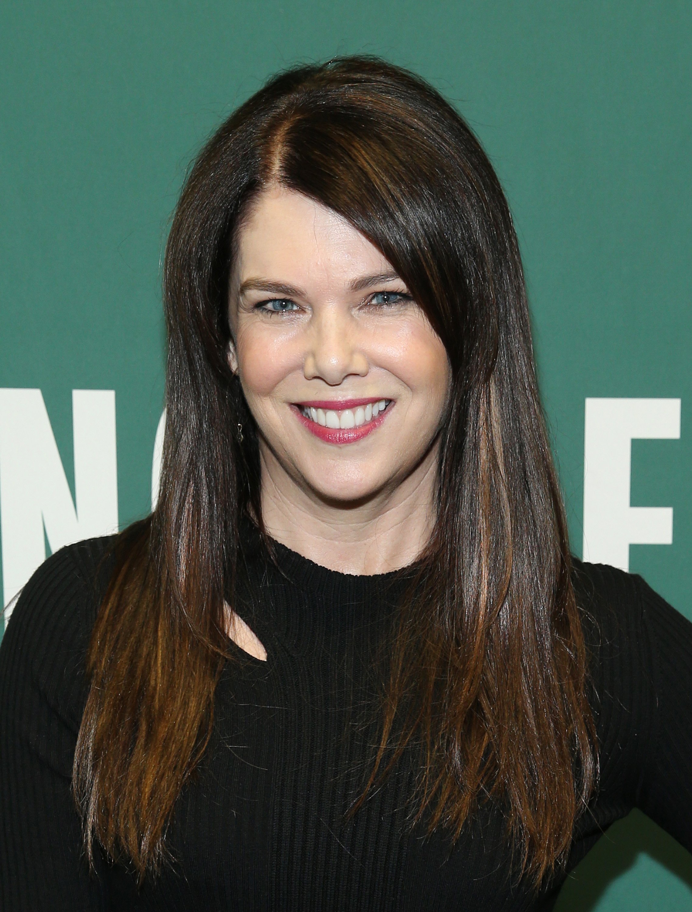 Lauren Graham poses for photos at Barnes & Noble in Union Square during a press tour for her book 'Talking As Fast as I Can'