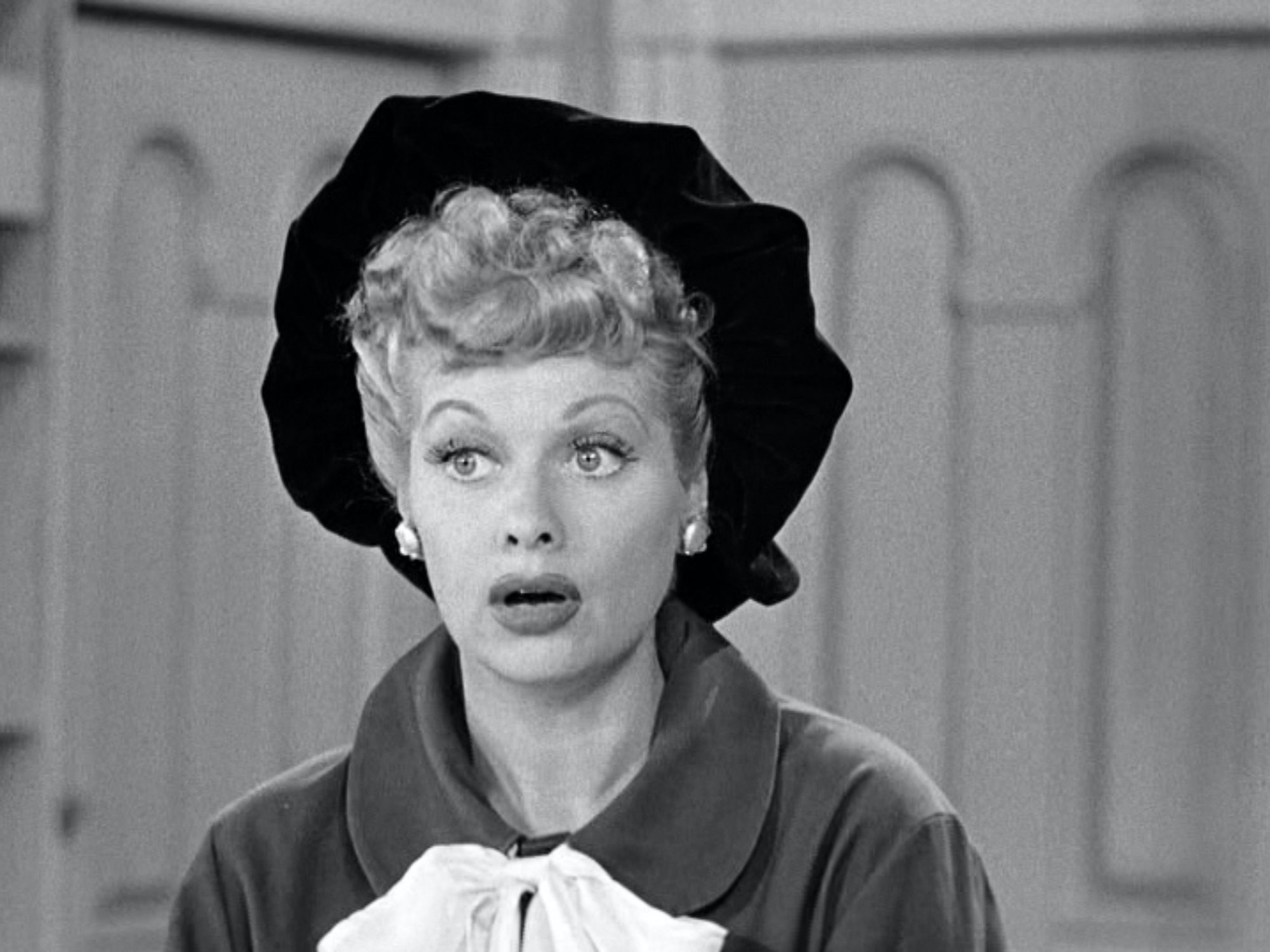 Lucille Ball on 'I Love Lucy', in black and white