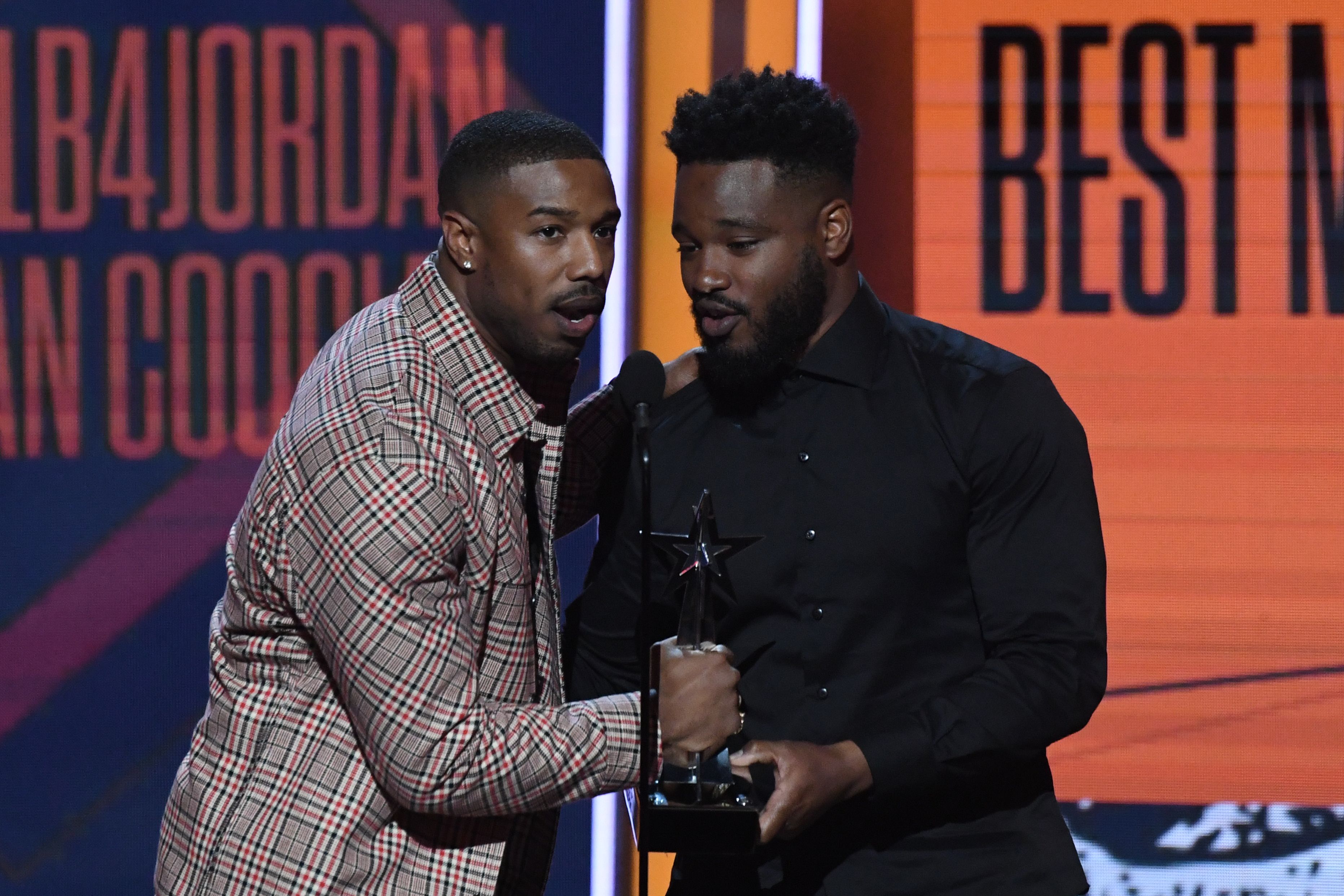 Michael B. Jordan and Ryan Coogler accept a BET Award for Black Panther