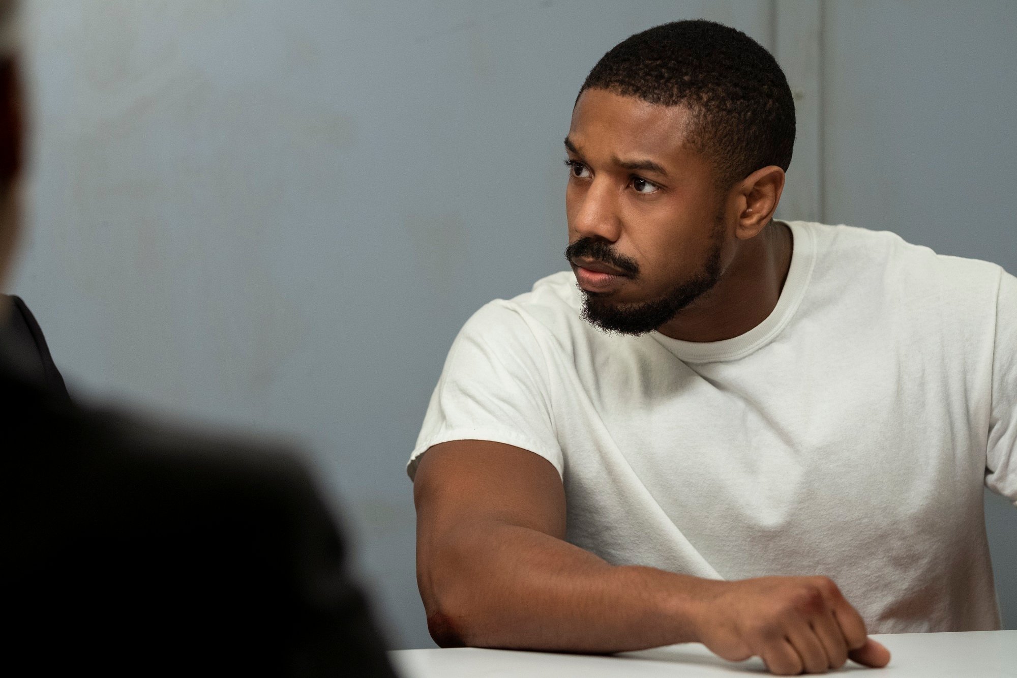 Michael B. Jordan in a white T-shirt in 'Tom Clancy's Without Remorse'