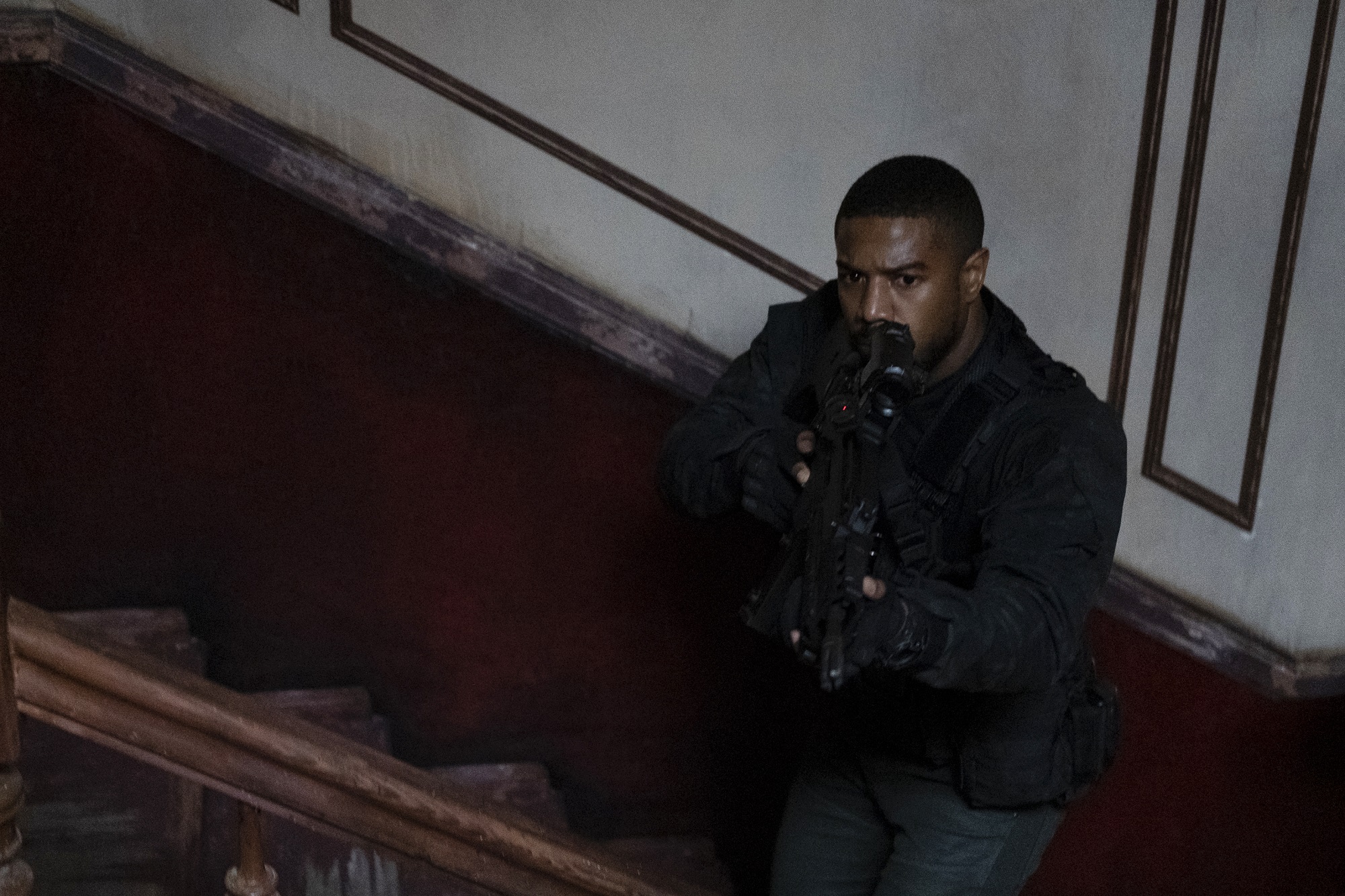 Michael B. Jordan on the stairs in 'Tom Clancy's Without Remorse'
