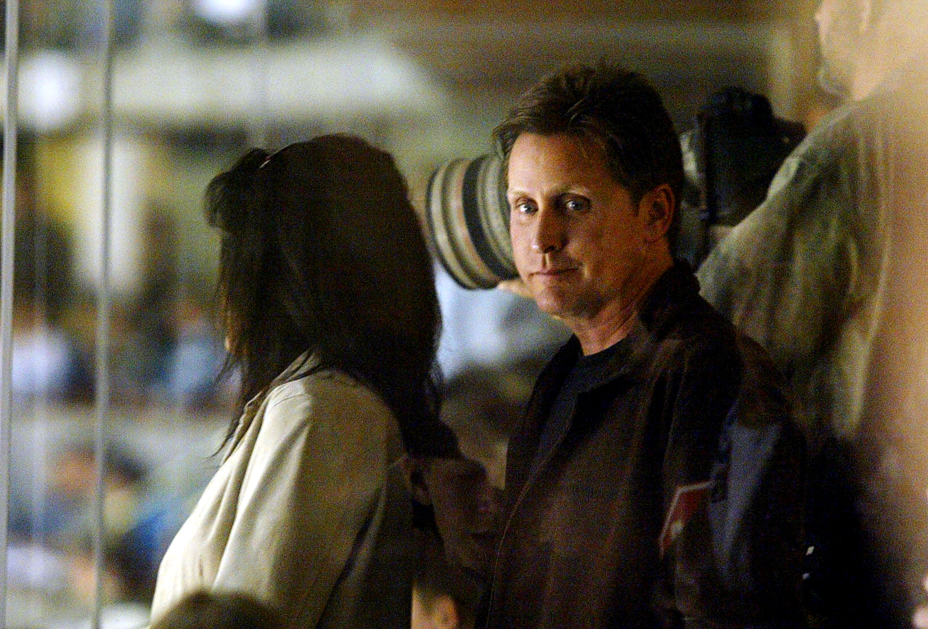 Actor Emilio Estevez attends game three of the 2003 Stanley Cup Finals between the Mighty Ducks of Anaheim and the New Jersey Devils