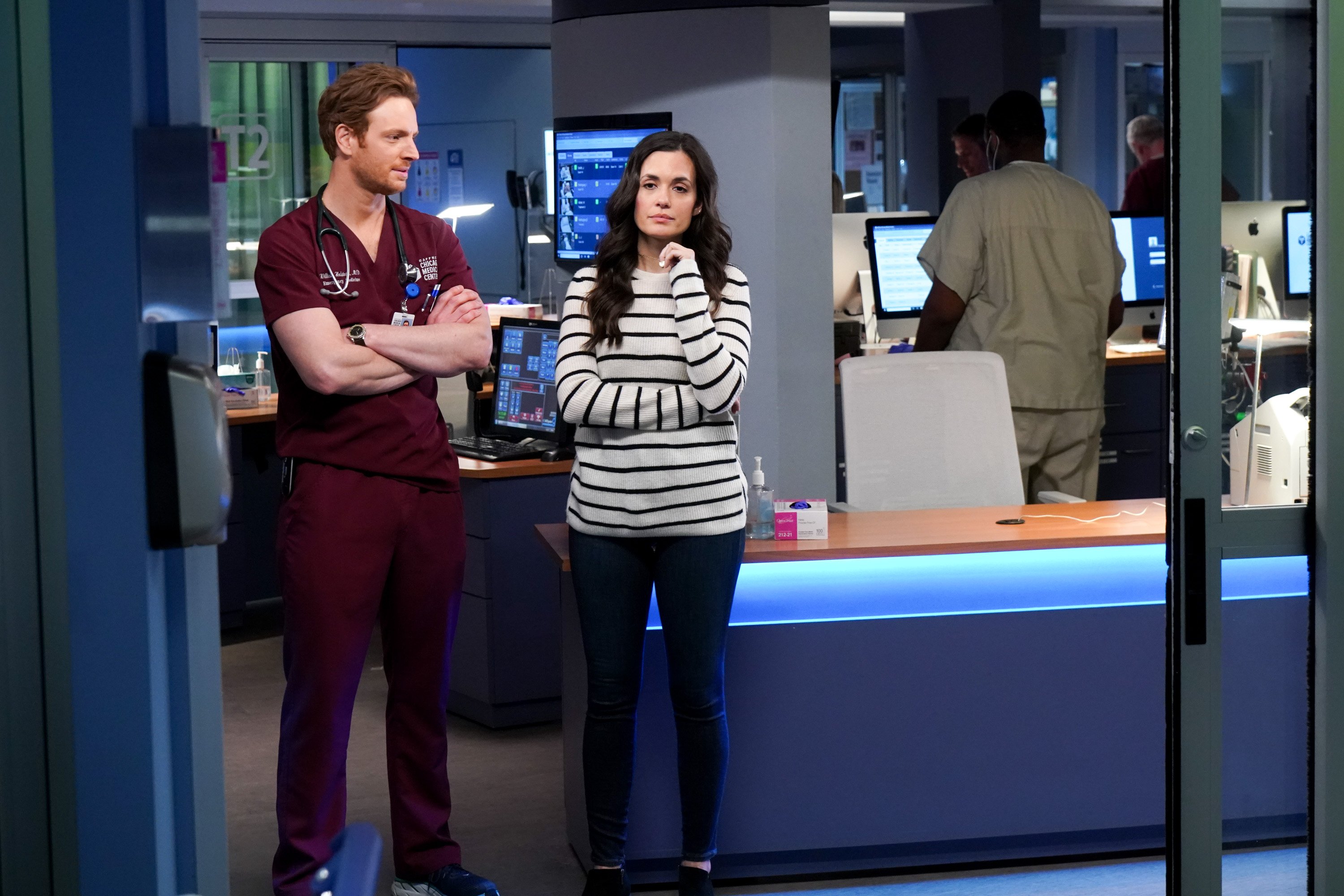 Nick Gehlfuss and Torrey DeVitto on 'Chicago Med'