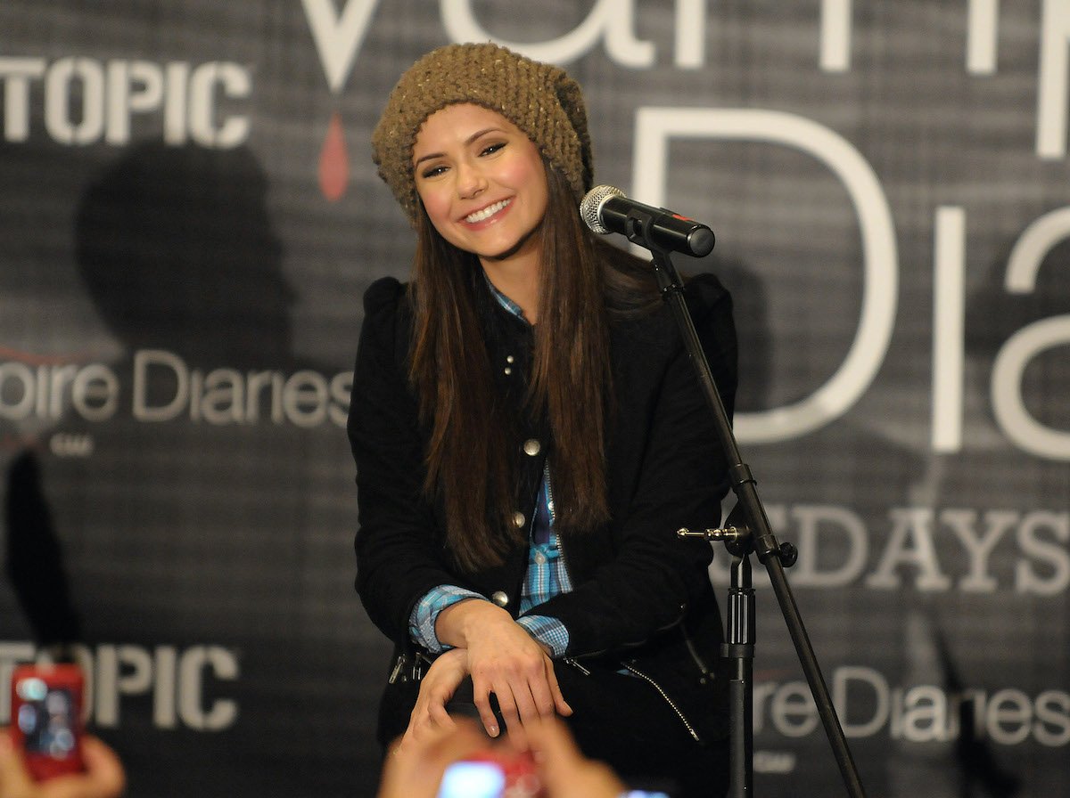 Nina Dobrev answers questions during The Vampire Diaries tour in 2010