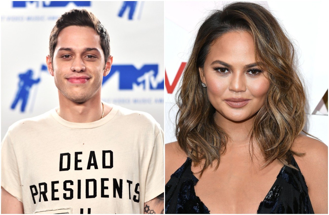 Photos of Pete Davidson and Chrissy Teigen side by side