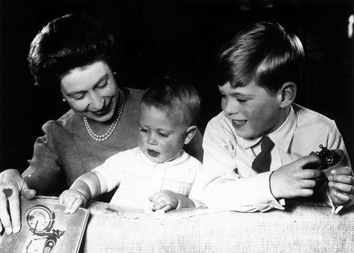 Queen Elizabeth with Princes Edward and Andrew in 1965