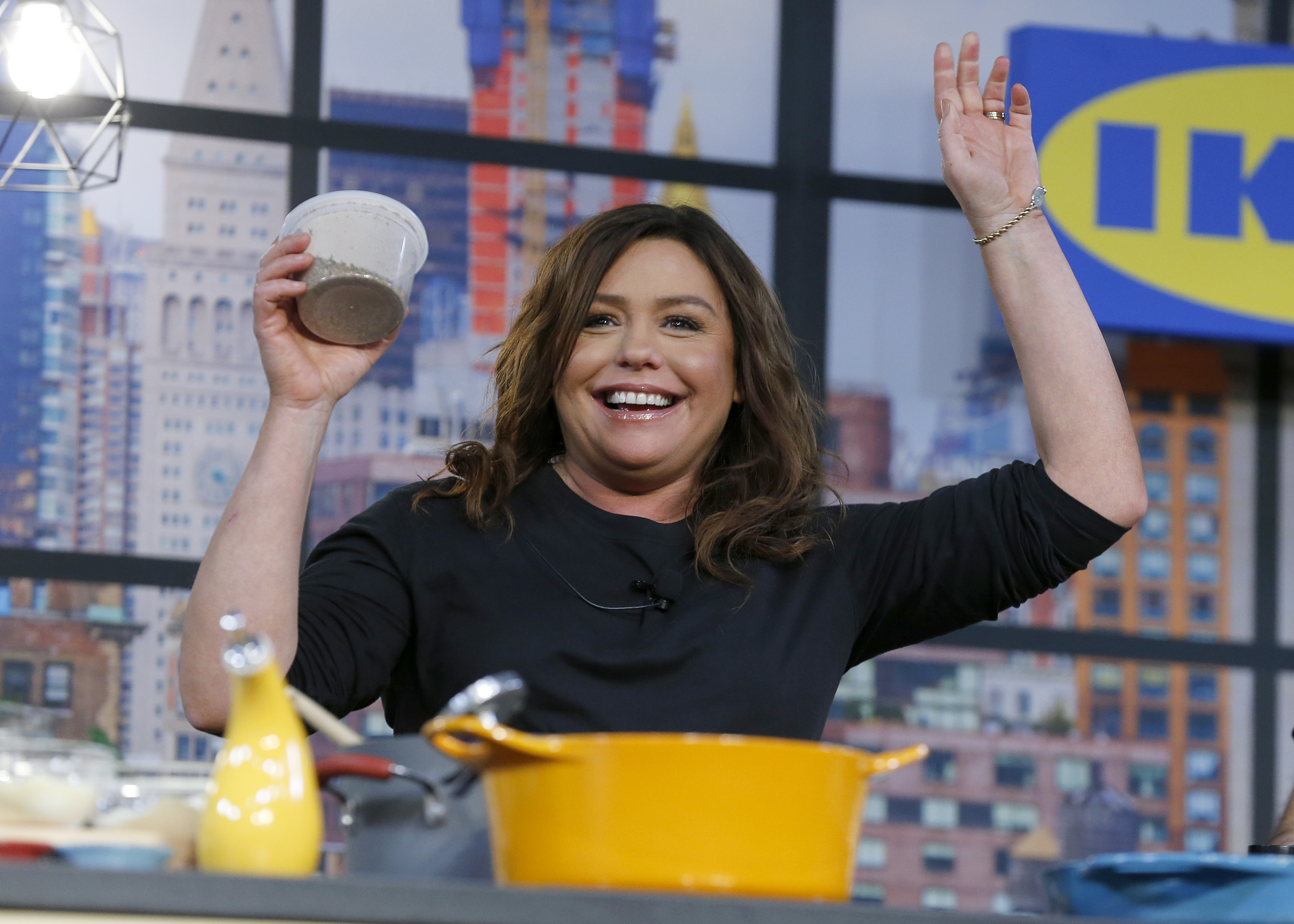 Food Network star Rachael Ray onstage during a culinary demonstration at the Grand Tasting presented by ShopRite featuring Culinary Demonstrations at The IKEA Kitchen presented by Capital One at Pier 94 