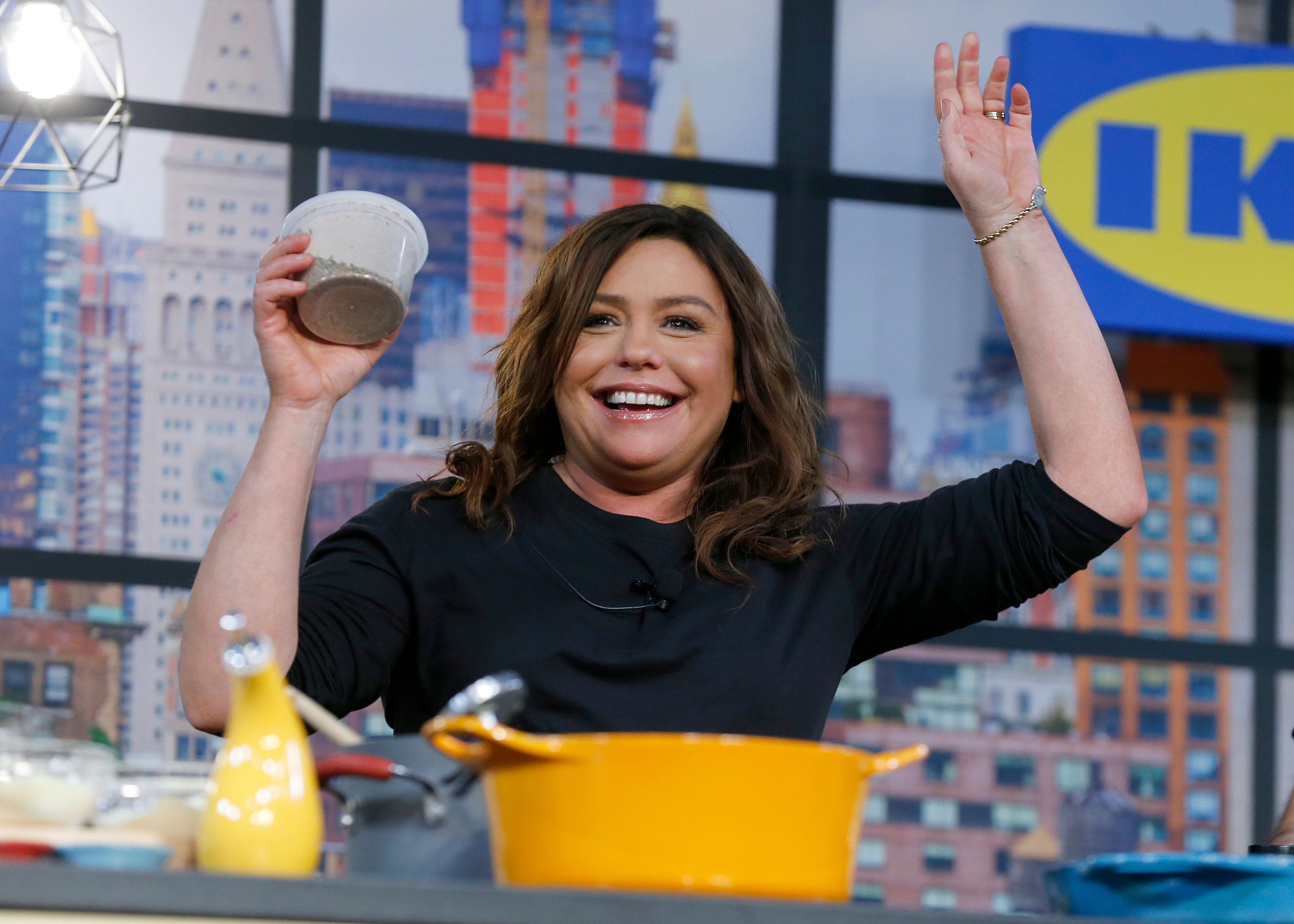 Food Network star Rachael Ray onstage during a culinary demonstration at the Grand Tasting presented by ShopRite featuring Culinary Demonstrations at The IKEA Kitchen presented by Capital One at Pier 94