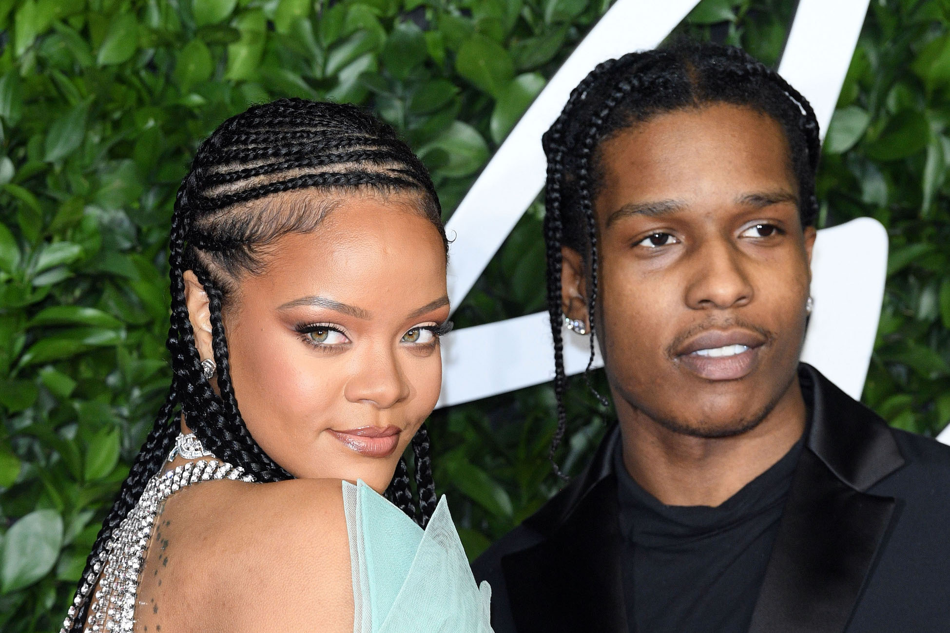 Rihanna and A$AP Rocky standing together at an event in 2019 