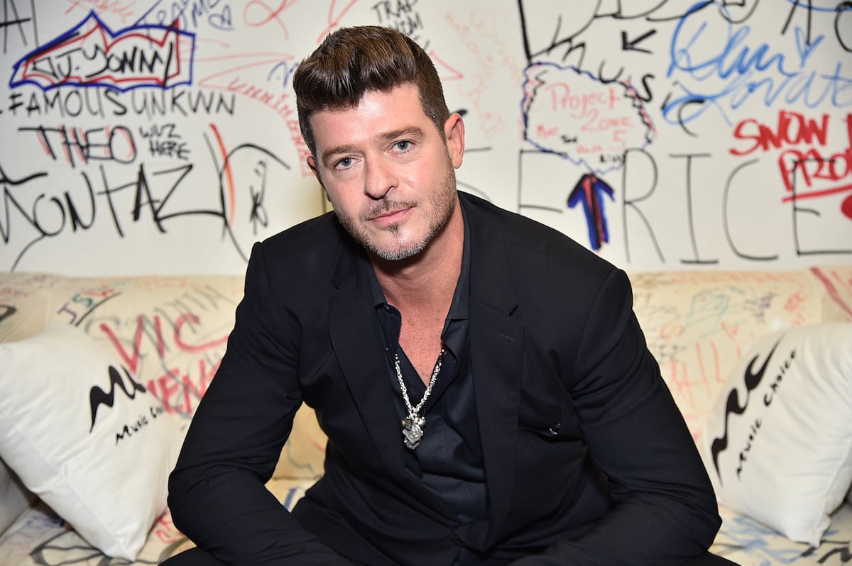 Robin Thicke Visits Music Choice at Music Choice on May 14, 2019 in New York City.